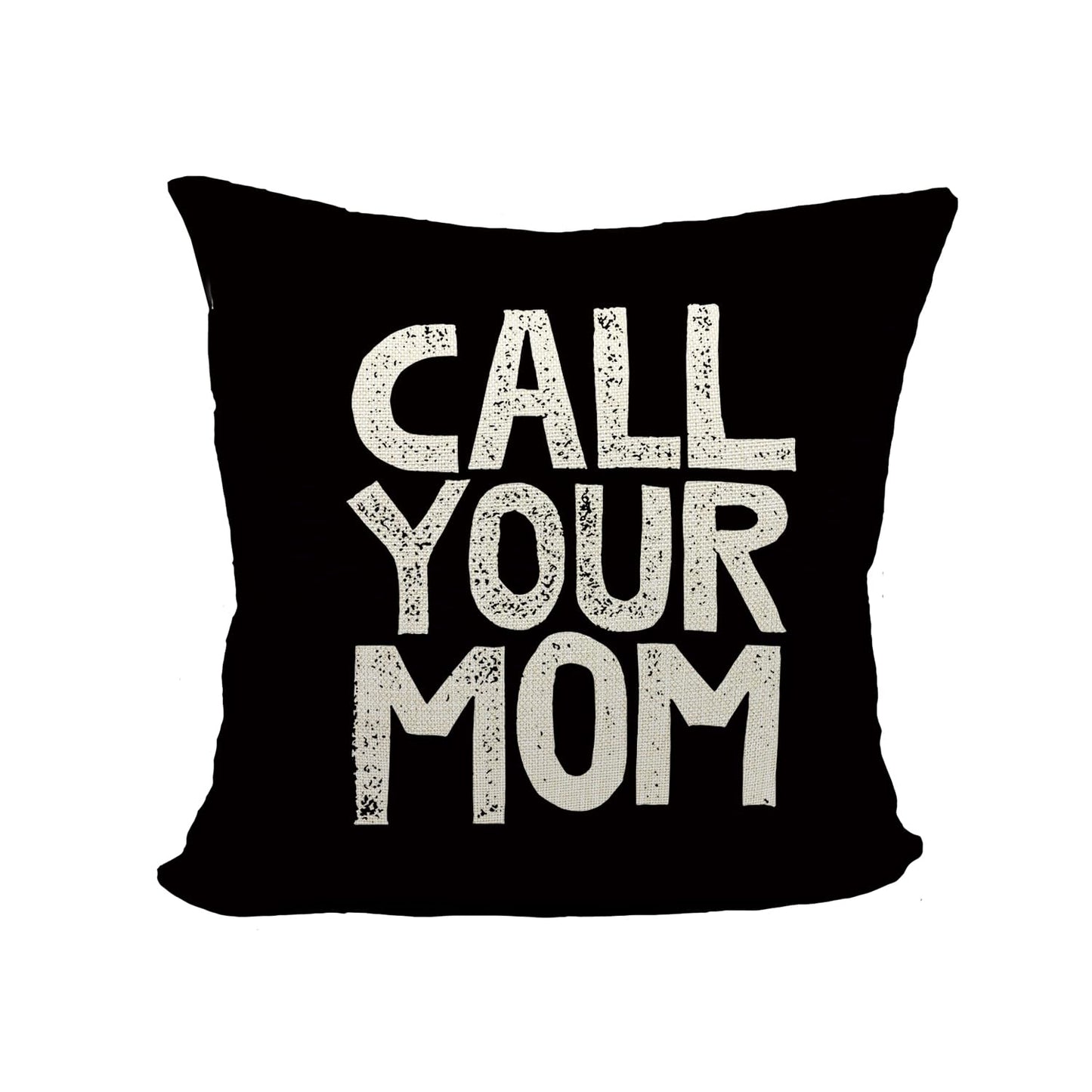Mancheng-zi Call Your Mom Funny Throw Pillow Case, for Daughter, Son Gifts, Dorm Room Accessories Graduation Party, 18 x 18 Inch Decorative Cotton Linen Cushion Cover for Sofa Couch Bed (18x18, Blue)