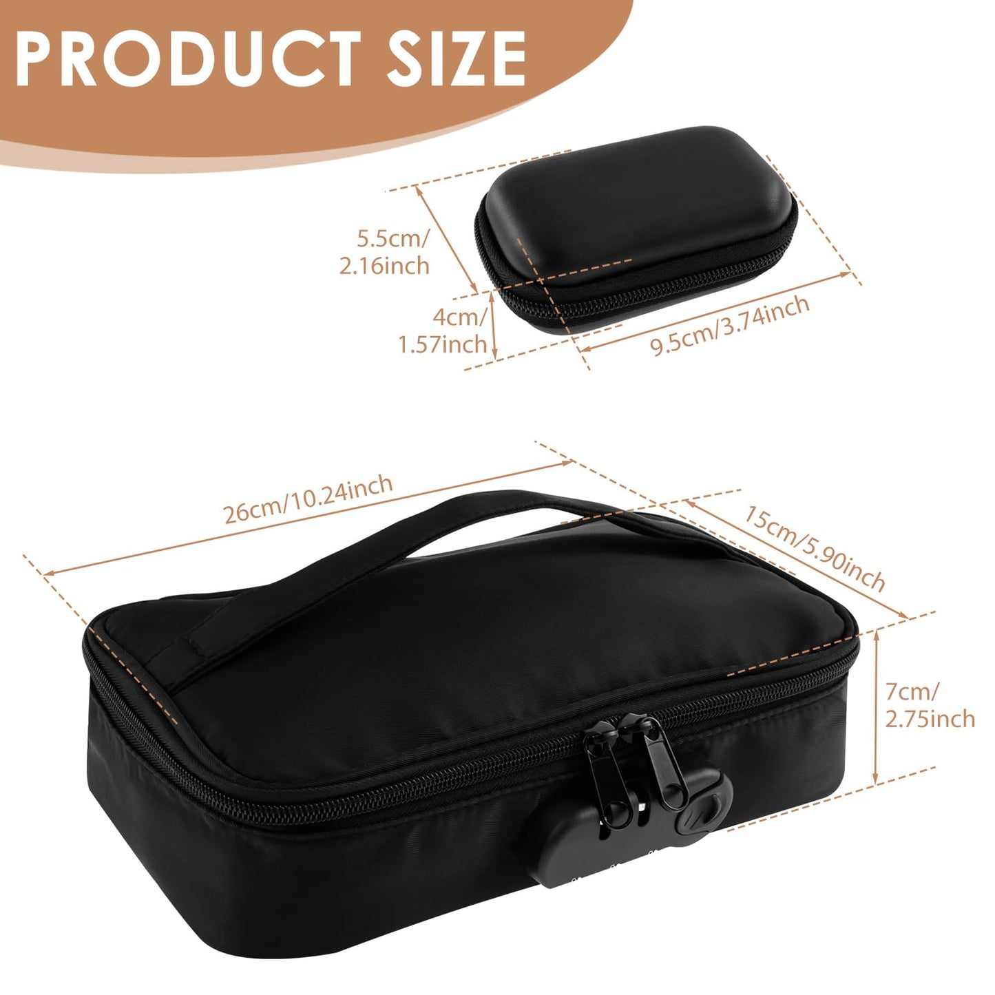 Locking Toy Storage Bag Portable Lockable Toy Storage Bag with 2 Mini EVA Zipper Boxes Lightweight Discreet Lockable Storage Toy Bag Box for Private Items Women Men (1)