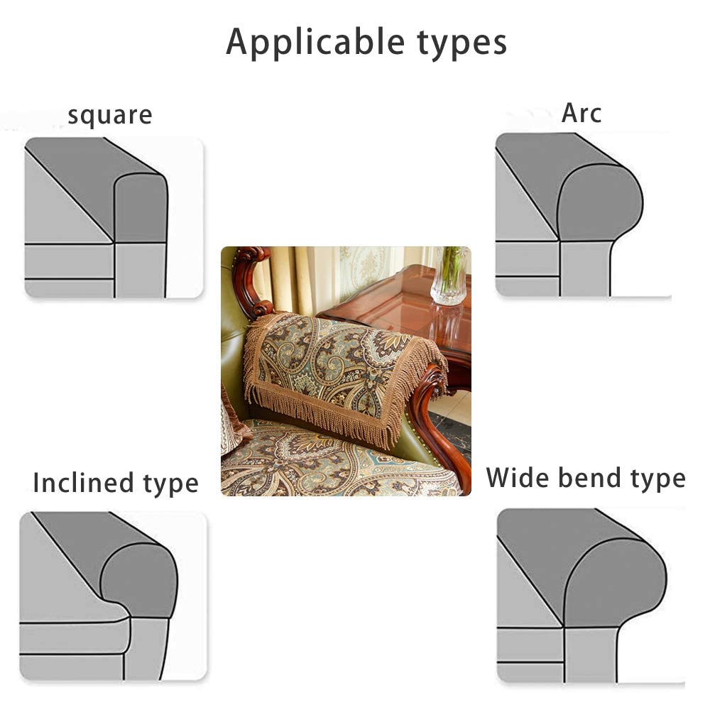 LUFEIJIASHI Luxury Couch Arm Covers,Washable Armrest Covers for Sofa,Anti Slip Recliner Chair Arm Covers Protectors for Leather Sofa Arm Cover Set of 2 (SBDB-Beige)