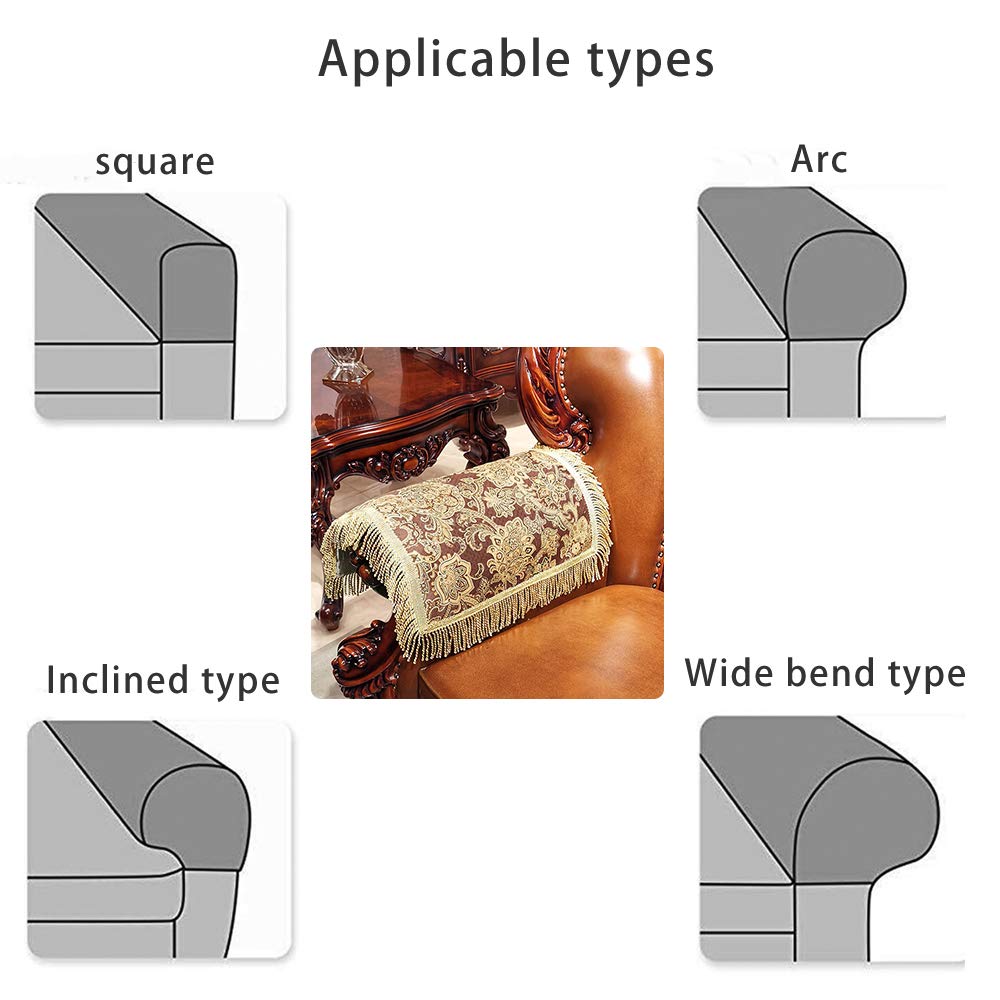 LUFEIJIASHI Luxury Couch Arm Covers,Washable Armrest Covers for Sofa,Anti Slip Recliner Chair Arm Covers Protectors for Leather Sofa Arm Cover Set of 2 (SBDB-Beige)