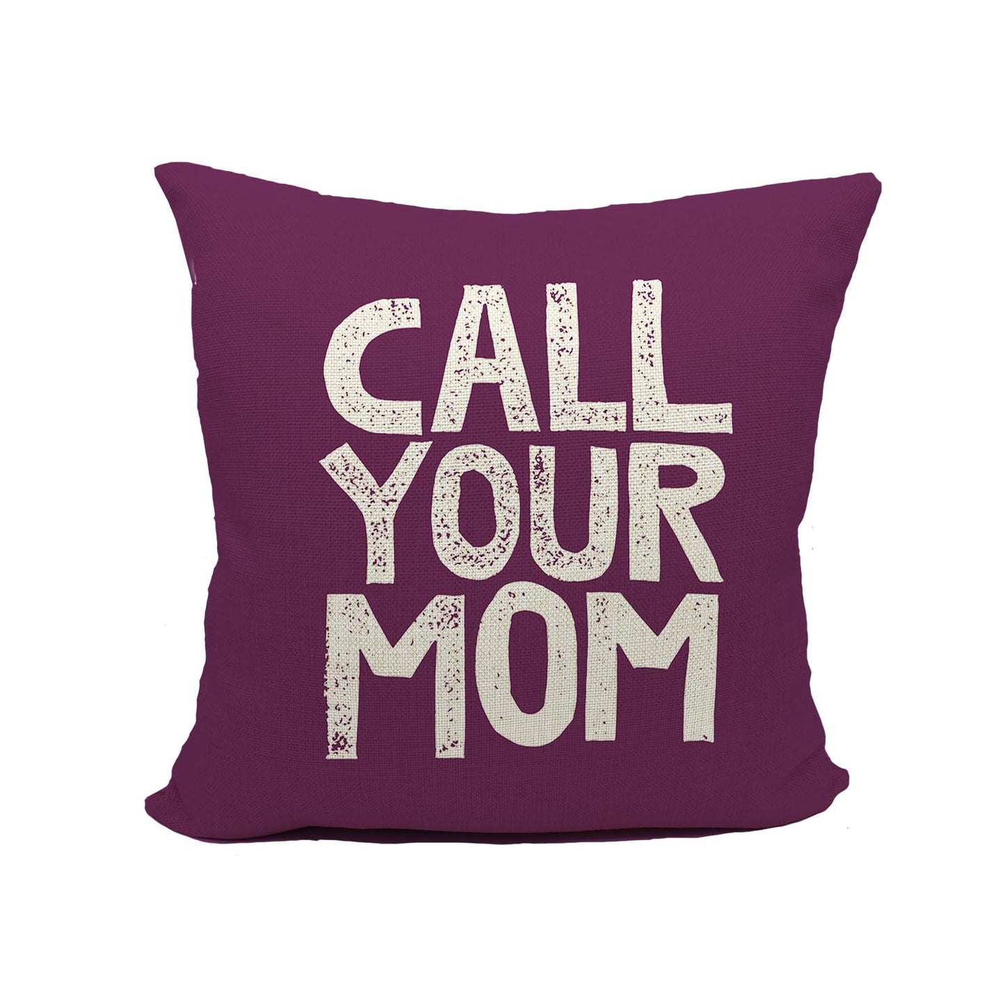 Mancheng-zi Call Your Mom Funny Throw Pillow Case, for Daughter, Son Gifts, Dorm Room Accessories Graduation Party, 18 x 18 Inch Decorative Cotton Linen Cushion Cover for Sofa Couch Bed (18x18, Blue)