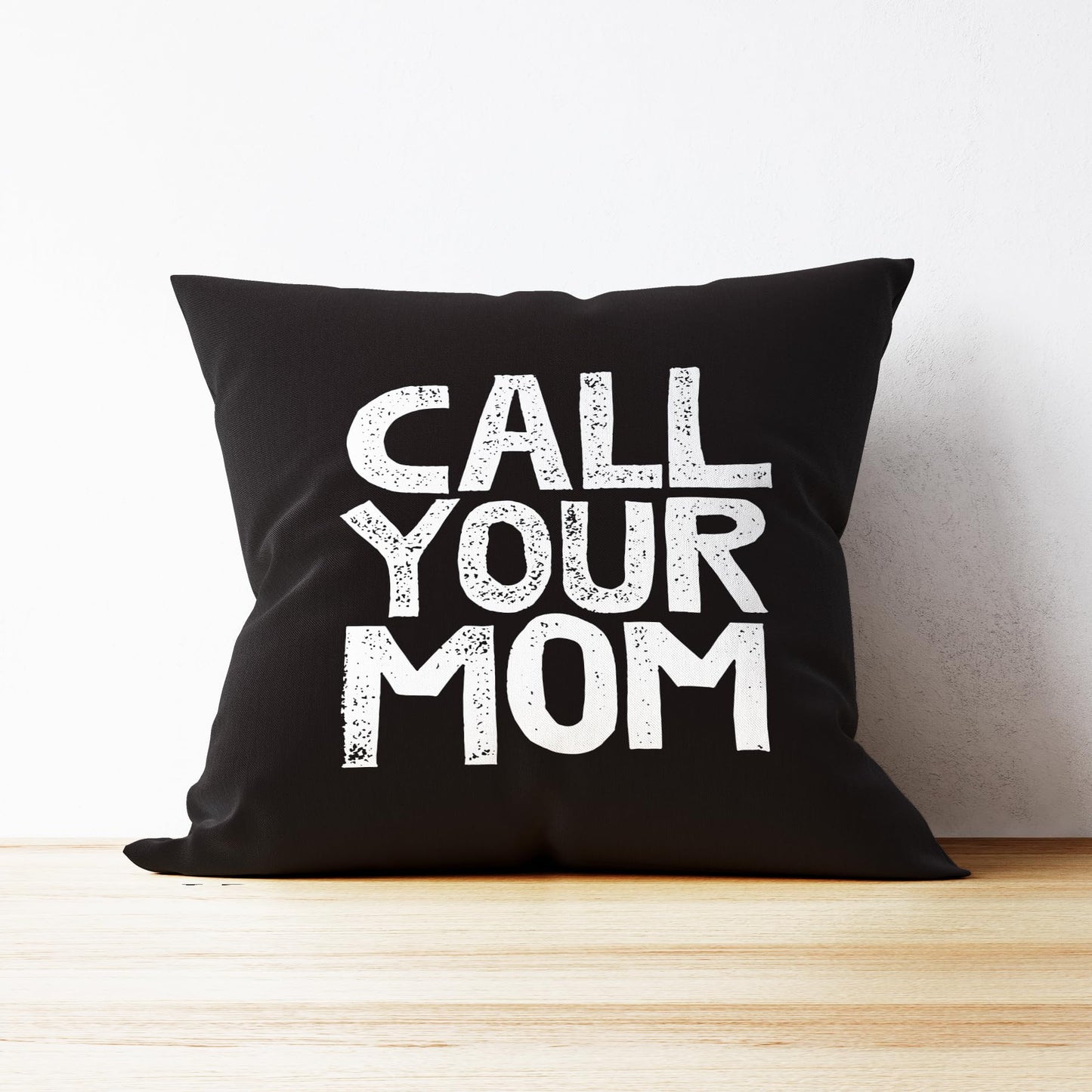 Mancheng-zi Call Your Mom Funny Throw Pillow Case, for Daughter, Son Gifts, Dorm Room Accessories Graduation Party, 18 x 18 Inch Decorative Cotton Linen Cushion Cover for Sofa Couch Bed (18x18, Blue)