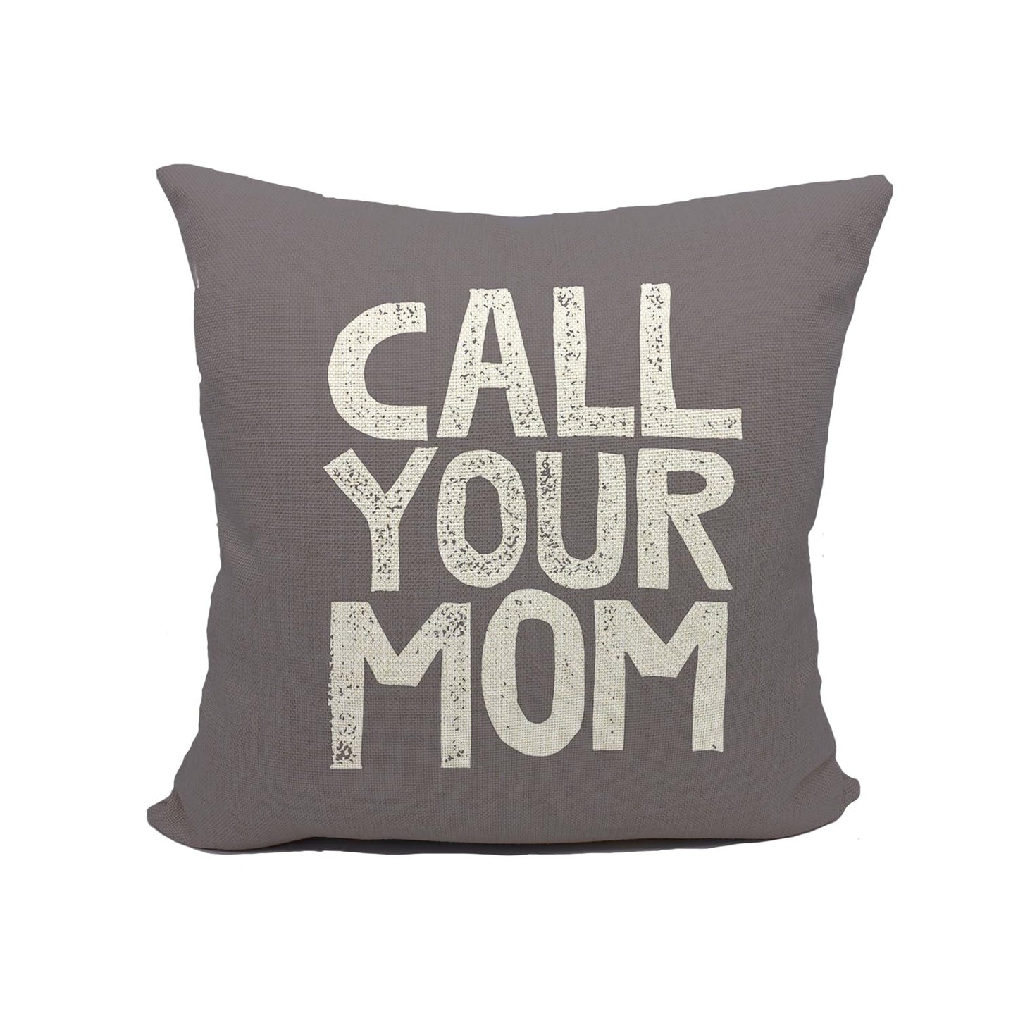 Mancheng-zi Call Your Mom Funny Throw Pillow Case, for Daughter, Son Gifts, Dorm Room Accessories Graduation Party, 18 x 18 Inch Decorative Cotton Linen Cushion Cover for Sofa Couch Bed (18x18, Blue)