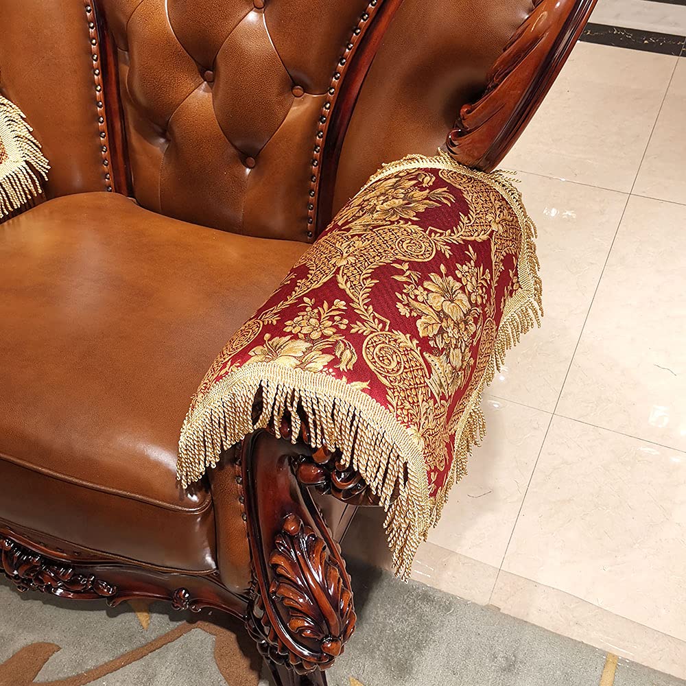 LUFEIJIASHI Luxury Couch Arm Covers,Washable Armrest Covers for Sofa,Anti Slip Recliner Chair Arm Covers Protectors for Leather Sofa Arm Cover Set of 2 (SBDB-Beige)