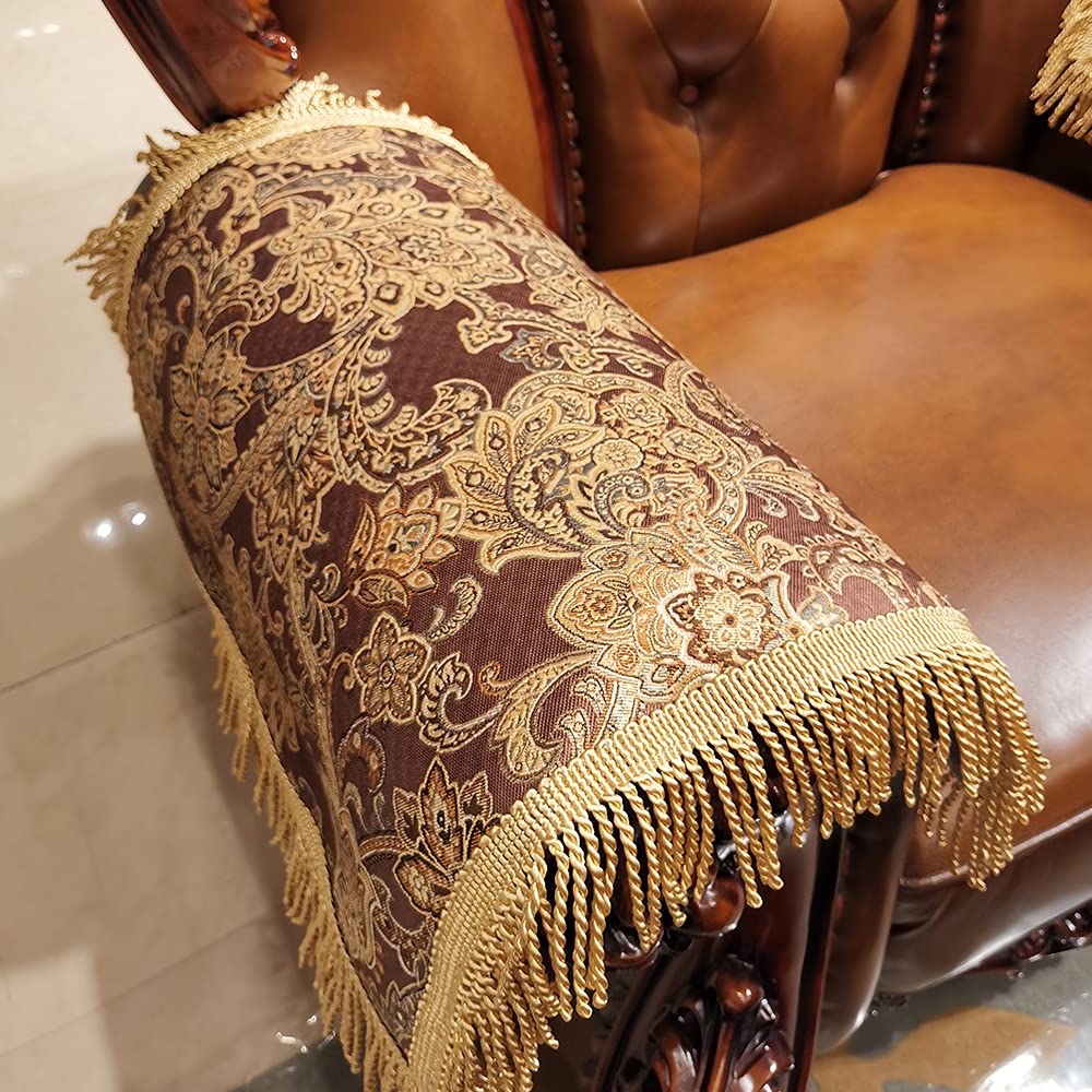 LUFEIJIASHI Luxury Couch Arm Covers,Washable Armrest Covers for Sofa,Anti Slip Recliner Chair Arm Covers Protectors for Leather Sofa Arm Cover Set of 2 (SBDB-Beige)