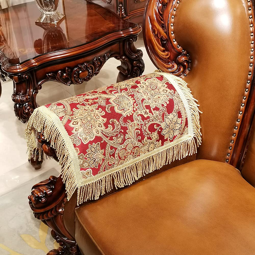 LUFEIJIASHI Luxury Couch Arm Covers,Washable Armrest Covers for Sofa,Anti Slip Recliner Chair Arm Covers Protectors for Leather Sofa Arm Cover Set of 2 (SBDB-Beige)