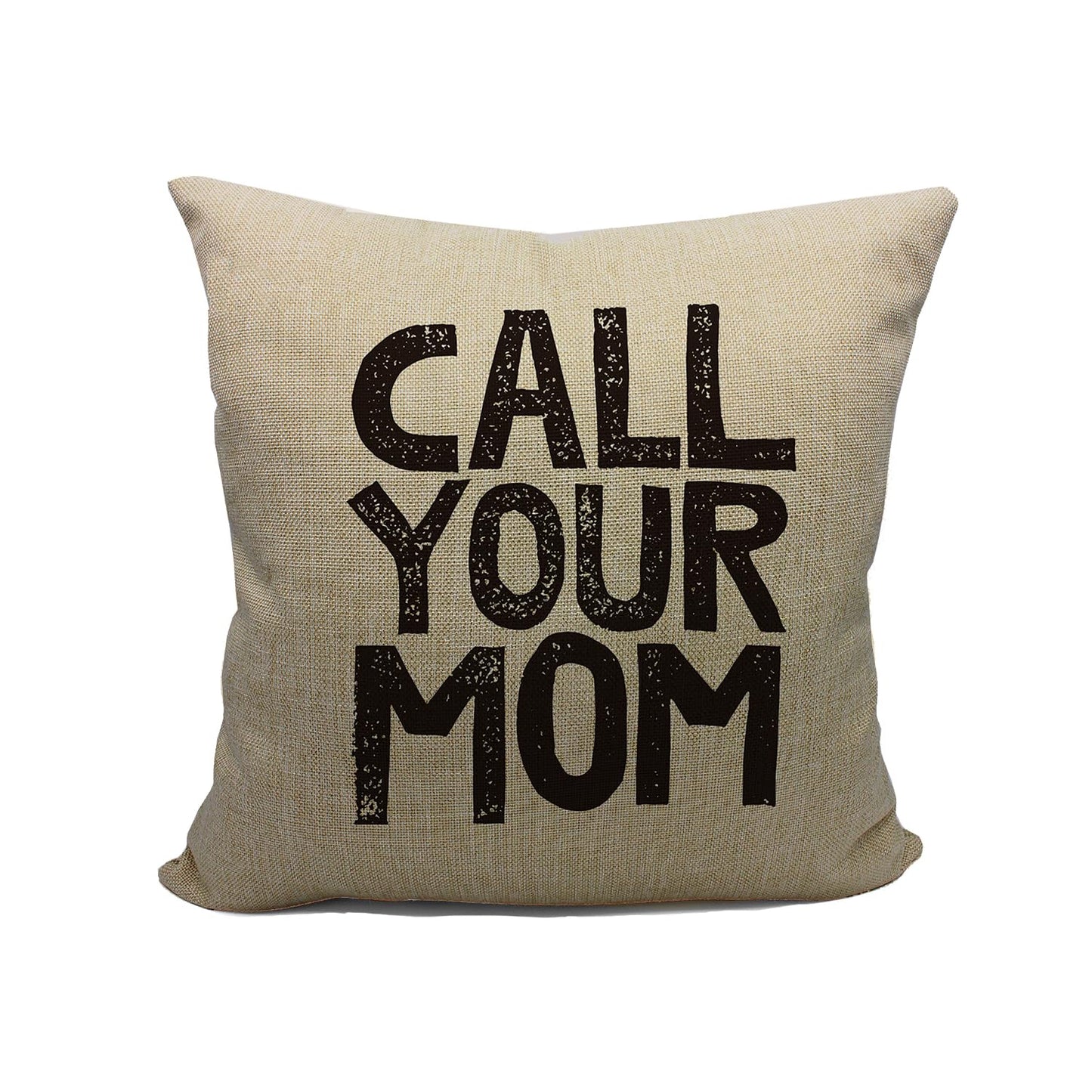 Mancheng-zi Call Your Mom Funny Throw Pillow Case, for Daughter, Son Gifts, Dorm Room Accessories Graduation Party, 18 x 18 Inch Decorative Cotton Linen Cushion Cover for Sofa Couch Bed (18x18, Blue)