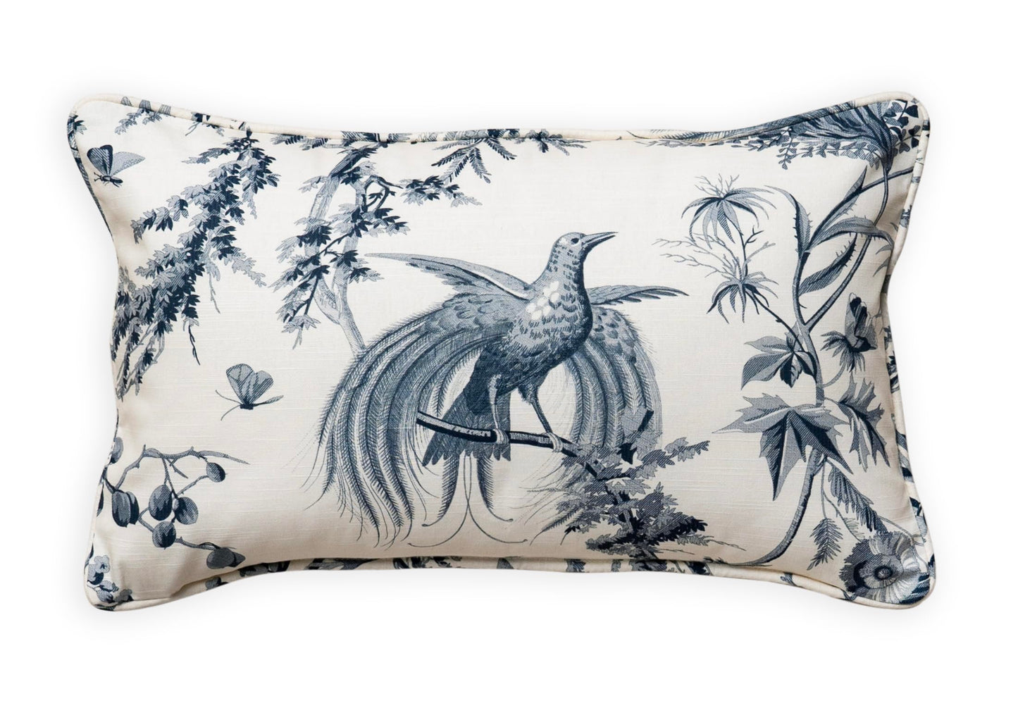 Maison d' Hermine Decorative Pillow Cover 100% Cotton, Toile Cushion Cover with Invisible Zipper for Bed, Living Room, Home Décor, Office, Sofa, The Miller - Denim - Spring/Summer (18"x18")