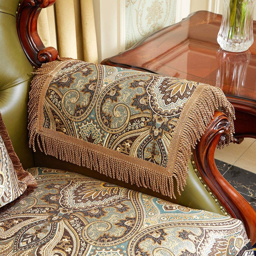 LUFEIJIASHI Luxury Couch Arm Covers,Washable Armrest Covers for Sofa,Anti Slip Recliner Chair Arm Covers Protectors for Leather Sofa Arm Cover Set of 2 (SBDB-Beige)