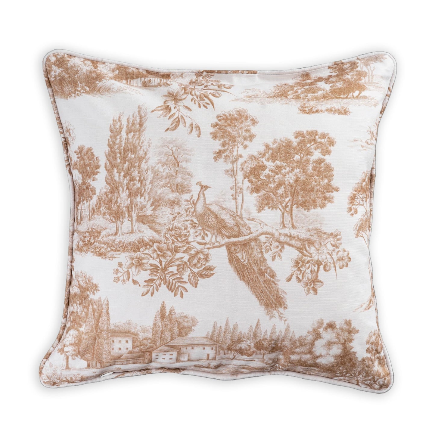 Maison d' Hermine Decorative Pillow Cover 100% Cotton, Toile Cushion Cover with Invisible Zipper for Bed, Living Room, Home Décor, Office, Sofa, The Miller - Denim - Spring/Summer (18"x18")