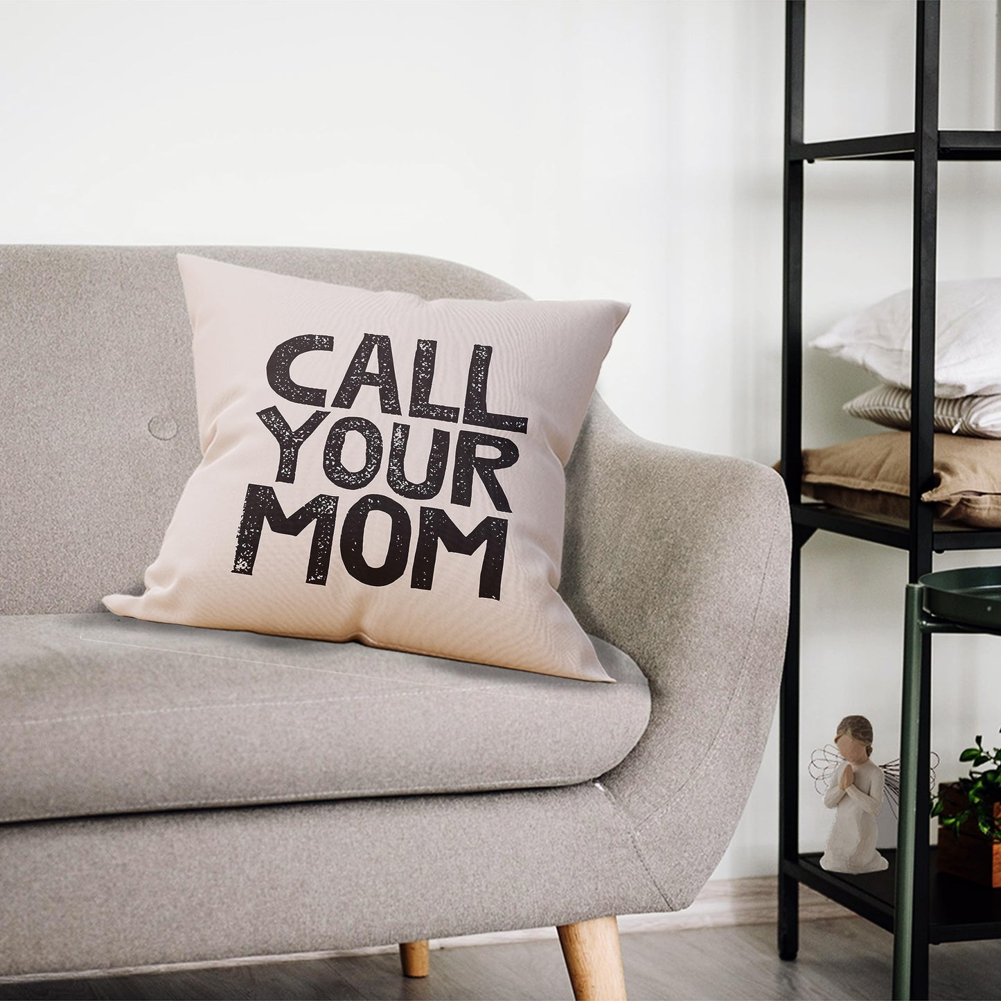 Mancheng-zi Call Your Mom Funny Throw Pillow Case, for Daughter, Son Gifts, Dorm Room Accessories Graduation Party, 18 x 18 Inch Decorative Cotton Linen Cushion Cover for Sofa Couch Bed (18x18, Blue)