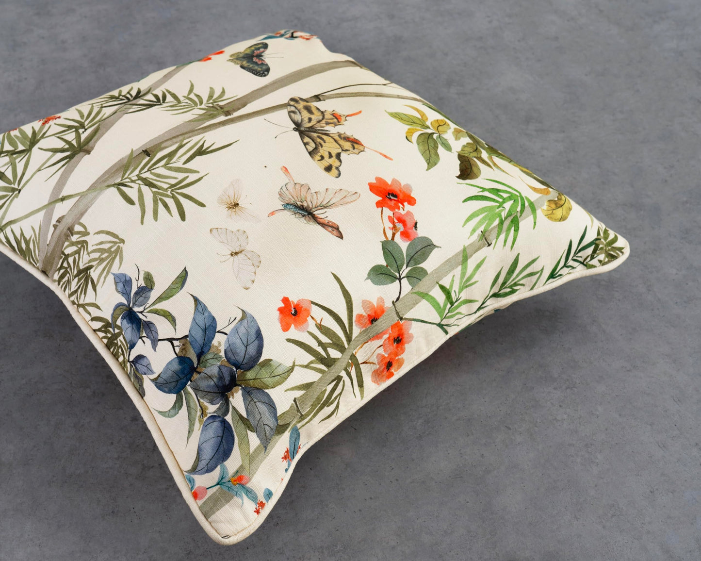 Maison d' Hermine Decorative Pillow Cover 100% Cotton, Toile Cushion Cover with Invisible Zipper for Bed, Living Room, Home Décor, Office, Sofa, The Miller - Denim - Spring/Summer (18"x18")
