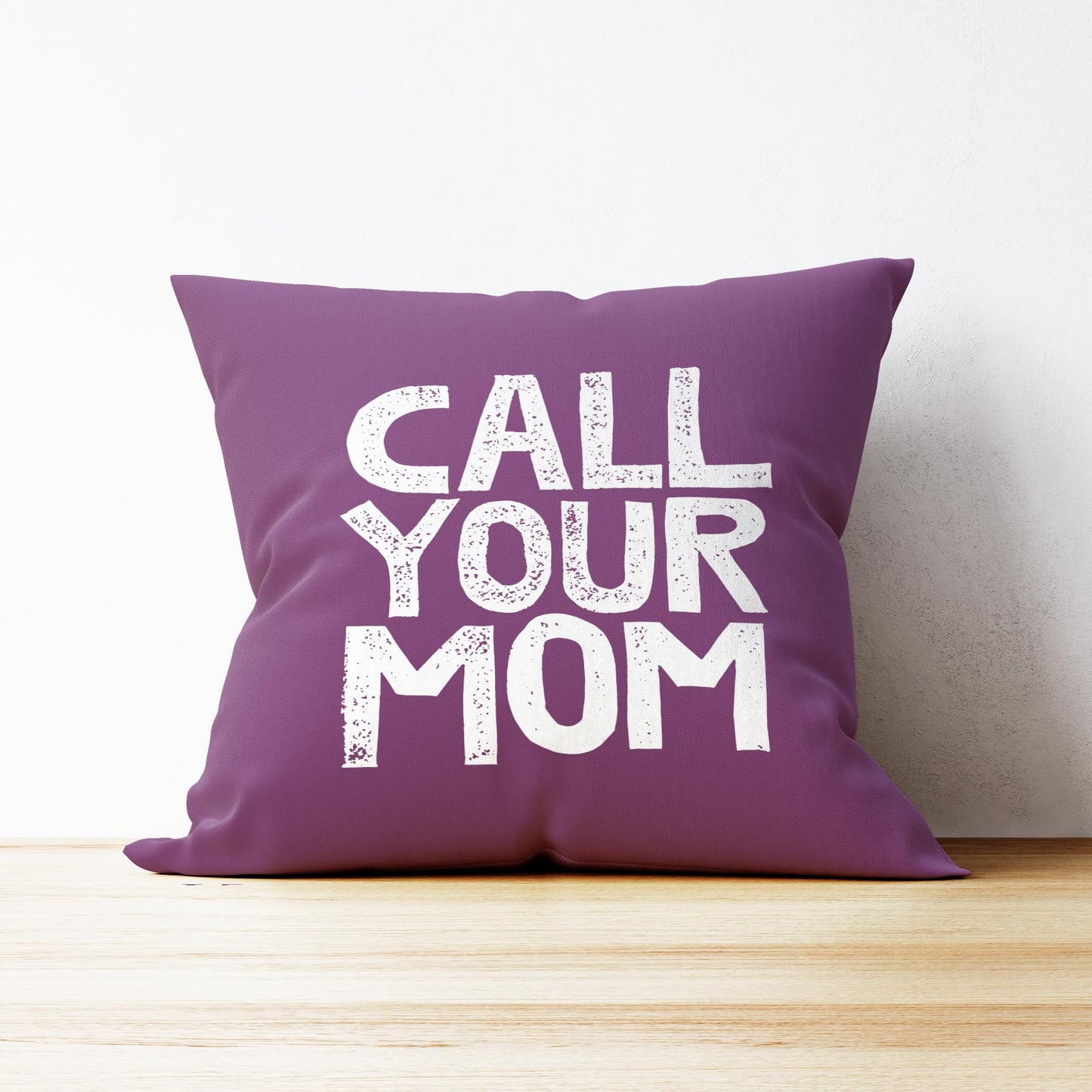 Mancheng-zi Call Your Mom Funny Throw Pillow Case, for Daughter, Son Gifts, Dorm Room Accessories Graduation Party, 18 x 18 Inch Decorative Cotton Linen Cushion Cover for Sofa Couch Bed (18x18, Blue)