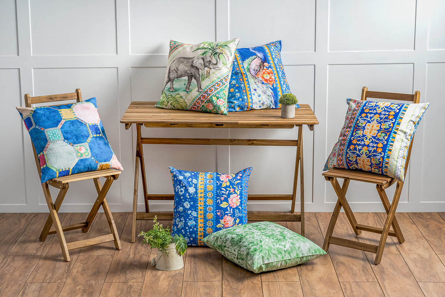 Maison d' Hermine Decorative Pillow Cover 100% Cotton, Toile Cushion Cover with Invisible Zipper for Bed, Living Room, Home Décor, Office, Sofa, The Miller - Denim - Spring/Summer (18"x18")