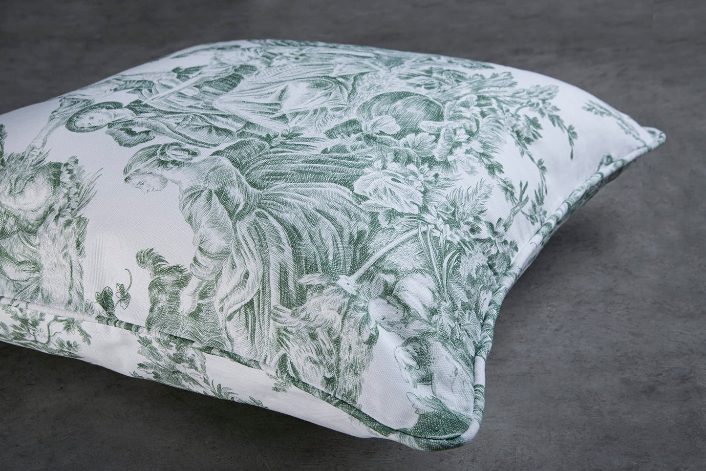 Maison d' Hermine Decorative Pillow Cover 100% Cotton, Toile Cushion Cover with Invisible Zipper for Bed, Living Room, Home Décor, Office, Sofa, The Miller - Denim - Spring/Summer (18"x18")