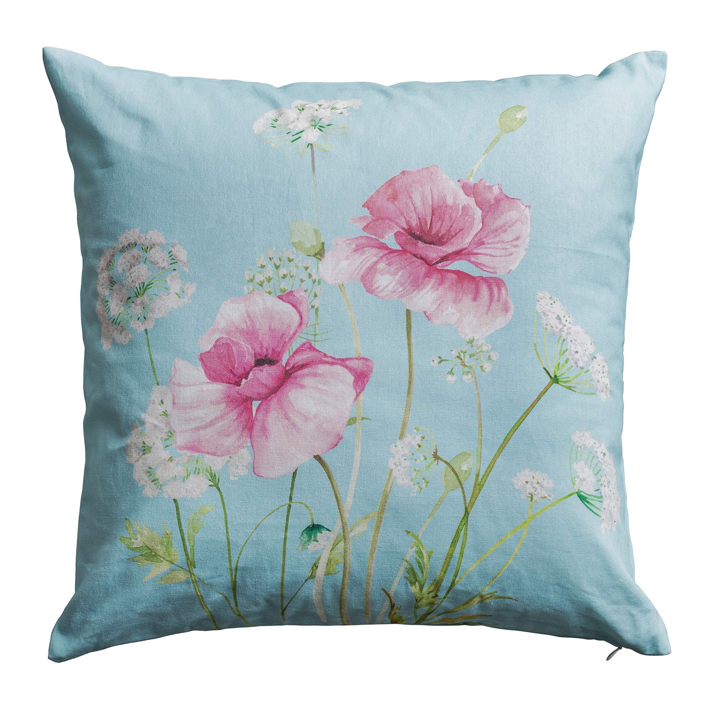 Maison d' Hermine Decorative Pillow Cover 100% Cotton, Toile Cushion Cover with Invisible Zipper for Bed, Living Room, Home Décor, Office, Sofa, The Miller - Denim - Spring/Summer (18"x18")