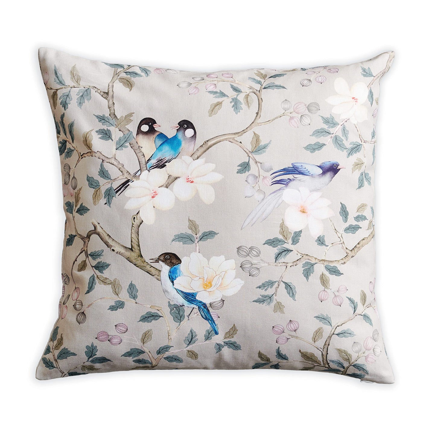 Maison d' Hermine Decorative Pillow Cover 100% Cotton, Toile Cushion Cover with Invisible Zipper for Bed, Living Room, Home Décor, Office, Sofa, The Miller - Denim - Spring/Summer (18"x18")