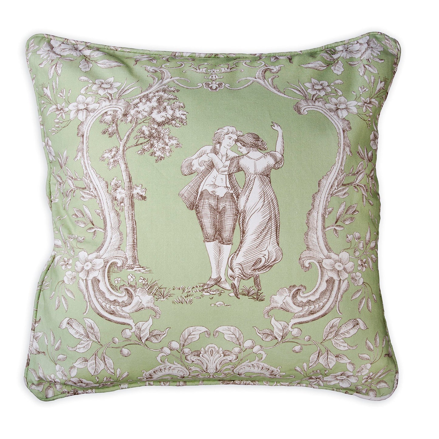 Maison d' Hermine Decorative Pillow Cover 100% Cotton, Toile Cushion Cover with Invisible Zipper for Bed, Living Room, Home Décor, Office, Sofa, The Miller - Denim - Spring/Summer (18"x18")