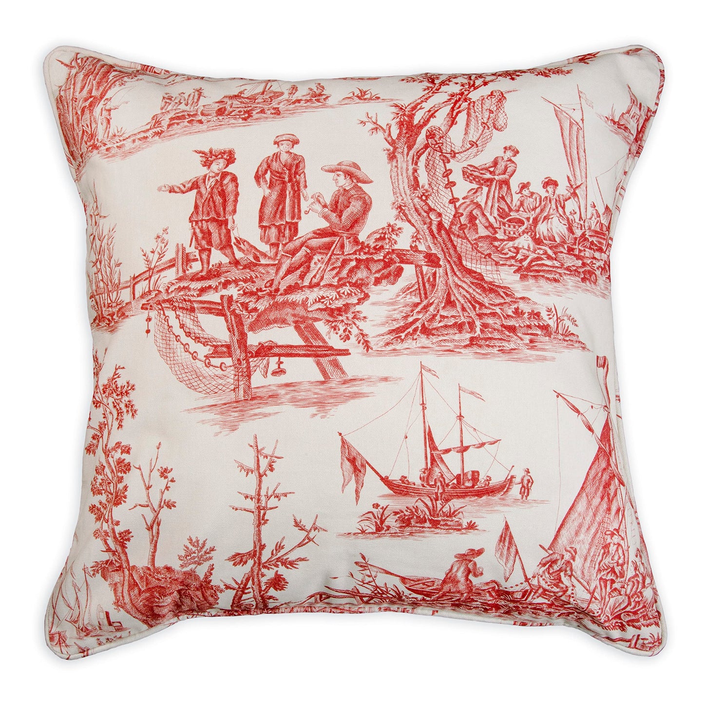 Maison d' Hermine Decorative Pillow Cover 100% Cotton, Toile Cushion Cover with Invisible Zipper for Bed, Living Room, Home Décor, Office, Sofa, The Miller - Denim - Spring/Summer (18"x18")