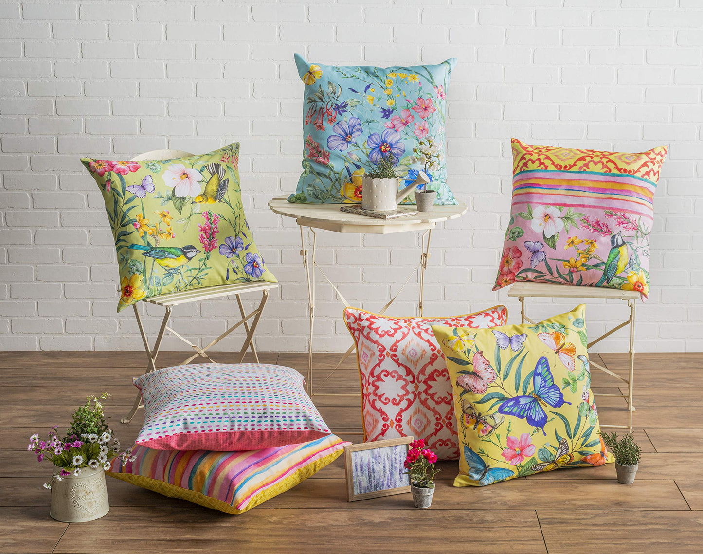 Maison d' Hermine Decorative Pillow Cover 100% Cotton, Toile Cushion Cover with Invisible Zipper for Bed, Living Room, Home Décor, Office, Sofa, The Miller - Denim - Spring/Summer (18"x18")