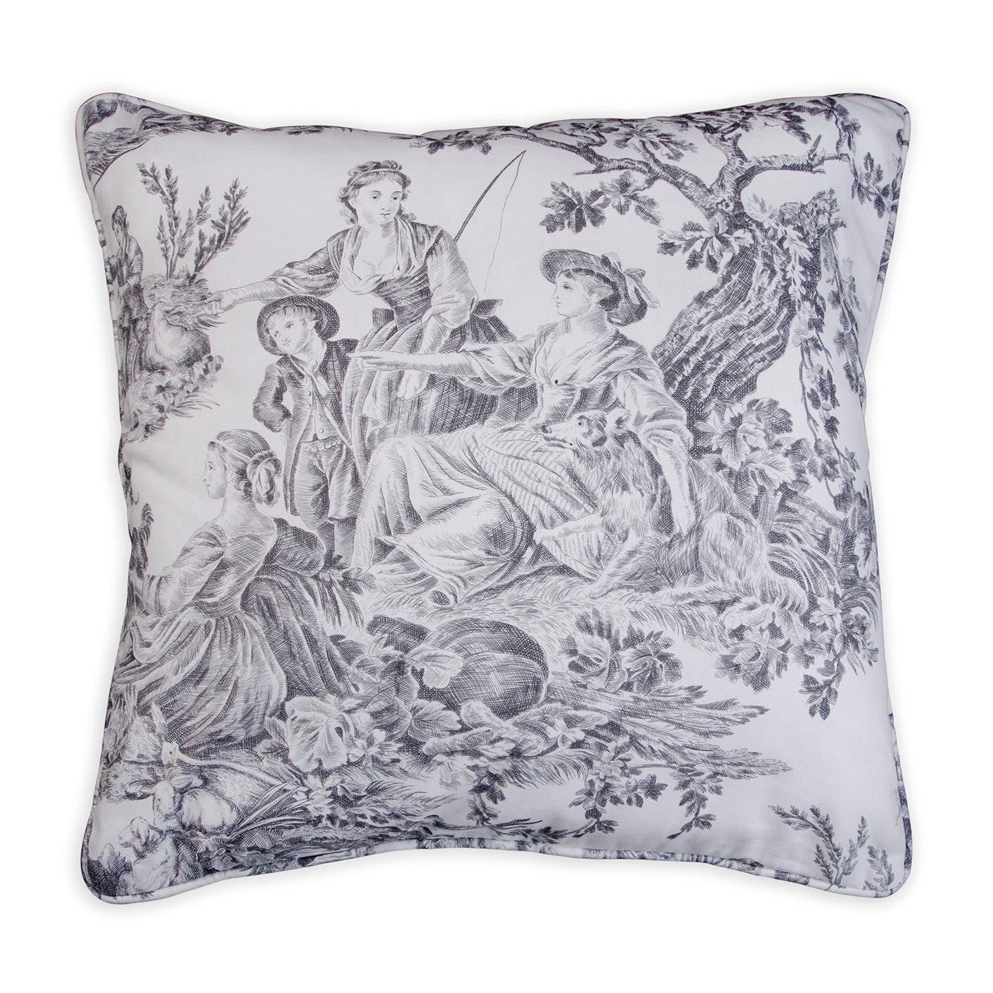 Maison d' Hermine Decorative Pillow Cover 100% Cotton, Toile Cushion Cover with Invisible Zipper for Bed, Living Room, Home Décor, Office, Sofa, The Miller - Denim - Spring/Summer (18"x18")