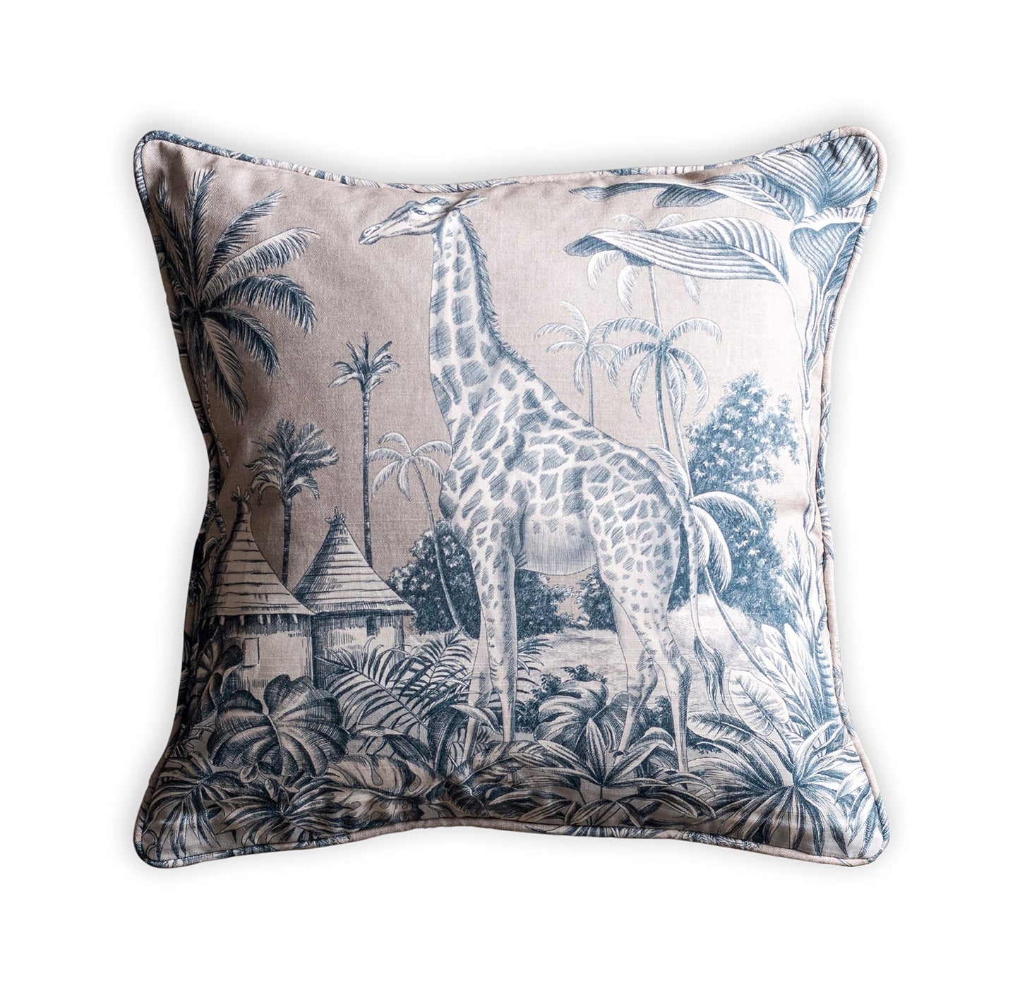 Maison d' Hermine Decorative Pillow Cover 100% Cotton, Toile Cushion Cover with Invisible Zipper for Bed, Living Room, Home Décor, Office, Sofa, The Miller - Denim - Spring/Summer (18"x18")