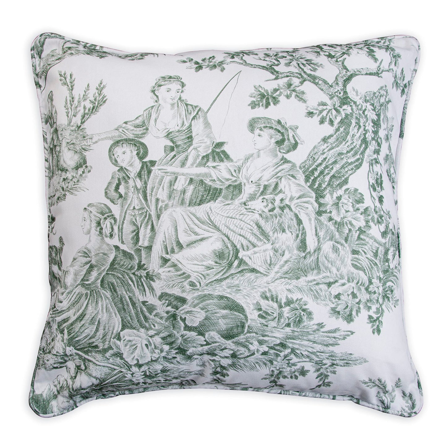 Maison d' Hermine Decorative Pillow Cover 100% Cotton, Toile Cushion Cover with Invisible Zipper for Bed, Living Room, Home Décor, Office, Sofa, The Miller - Denim - Spring/Summer (18"x18")