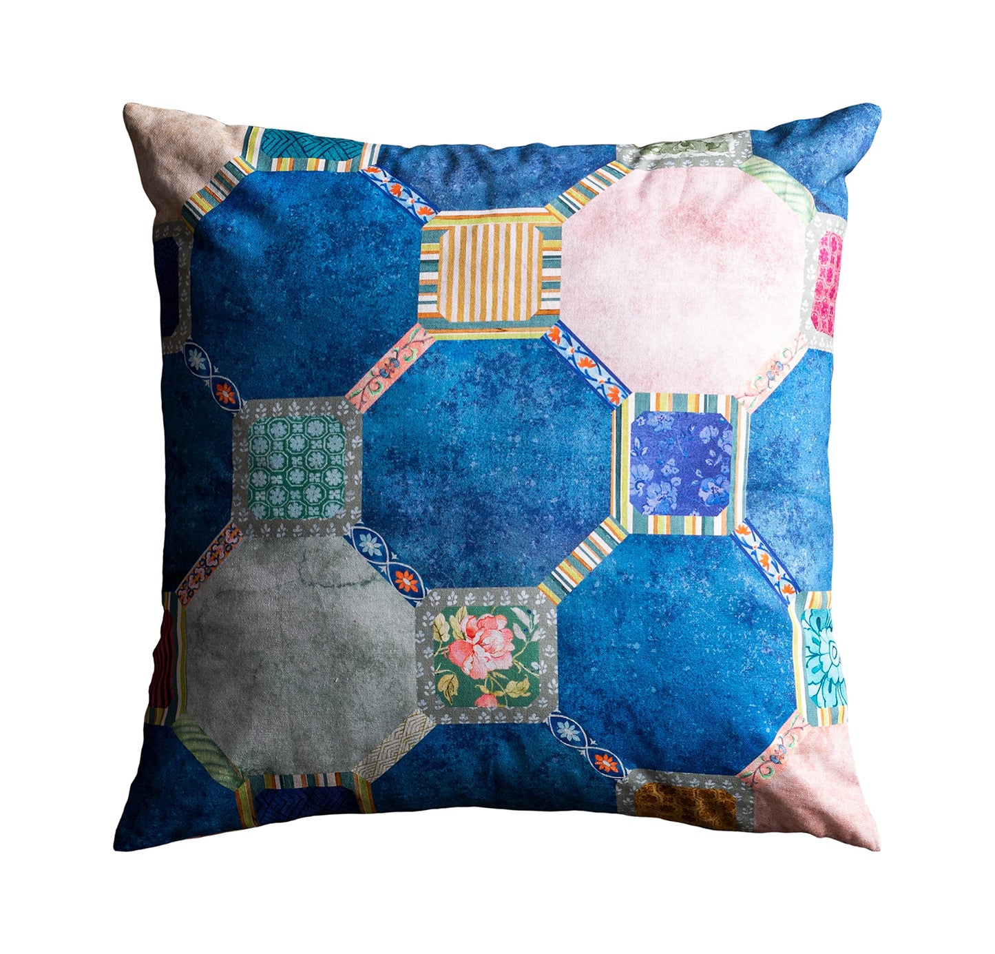 Maison d' Hermine Decorative Pillow Cover 100% Cotton, Toile Cushion Cover with Invisible Zipper for Bed, Living Room, Home Décor, Office, Sofa, The Miller - Denim - Spring/Summer (18"x18")