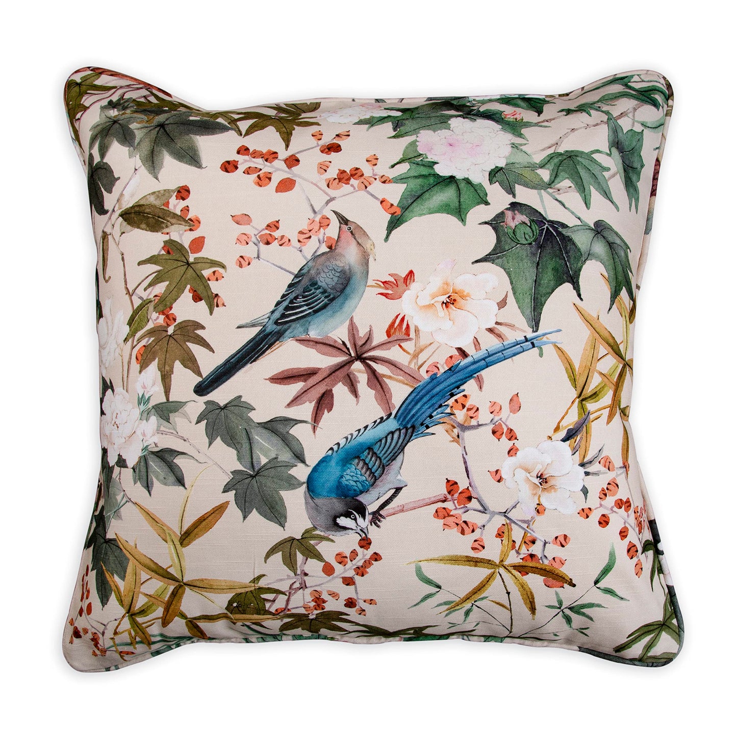 Maison d' Hermine Decorative Pillow Cover 100% Cotton, Toile Cushion Cover with Invisible Zipper for Bed, Living Room, Home Décor, Office, Sofa, The Miller - Denim - Spring/Summer (18"x18")