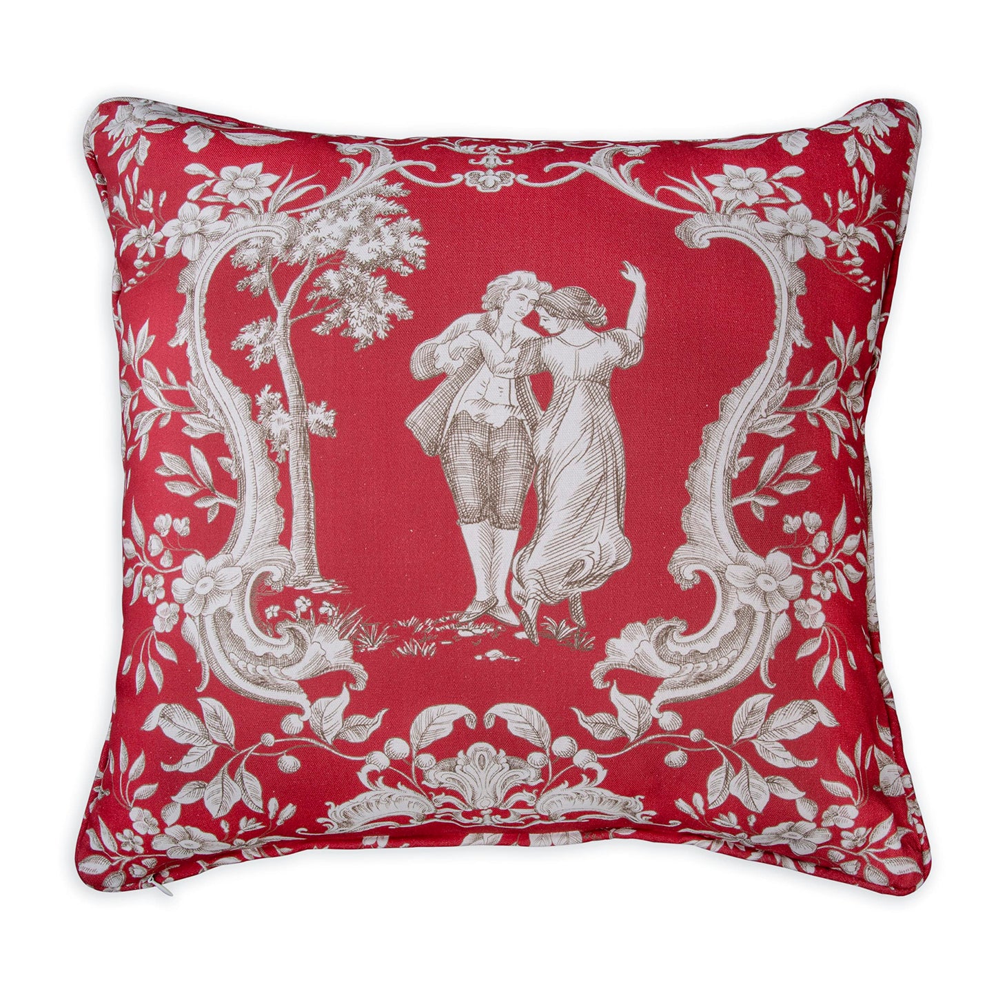 Maison d' Hermine Decorative Pillow Cover 100% Cotton, Toile Cushion Cover with Invisible Zipper for Bed, Living Room, Home Décor, Office, Sofa, The Miller - Denim - Spring/Summer (18"x18")