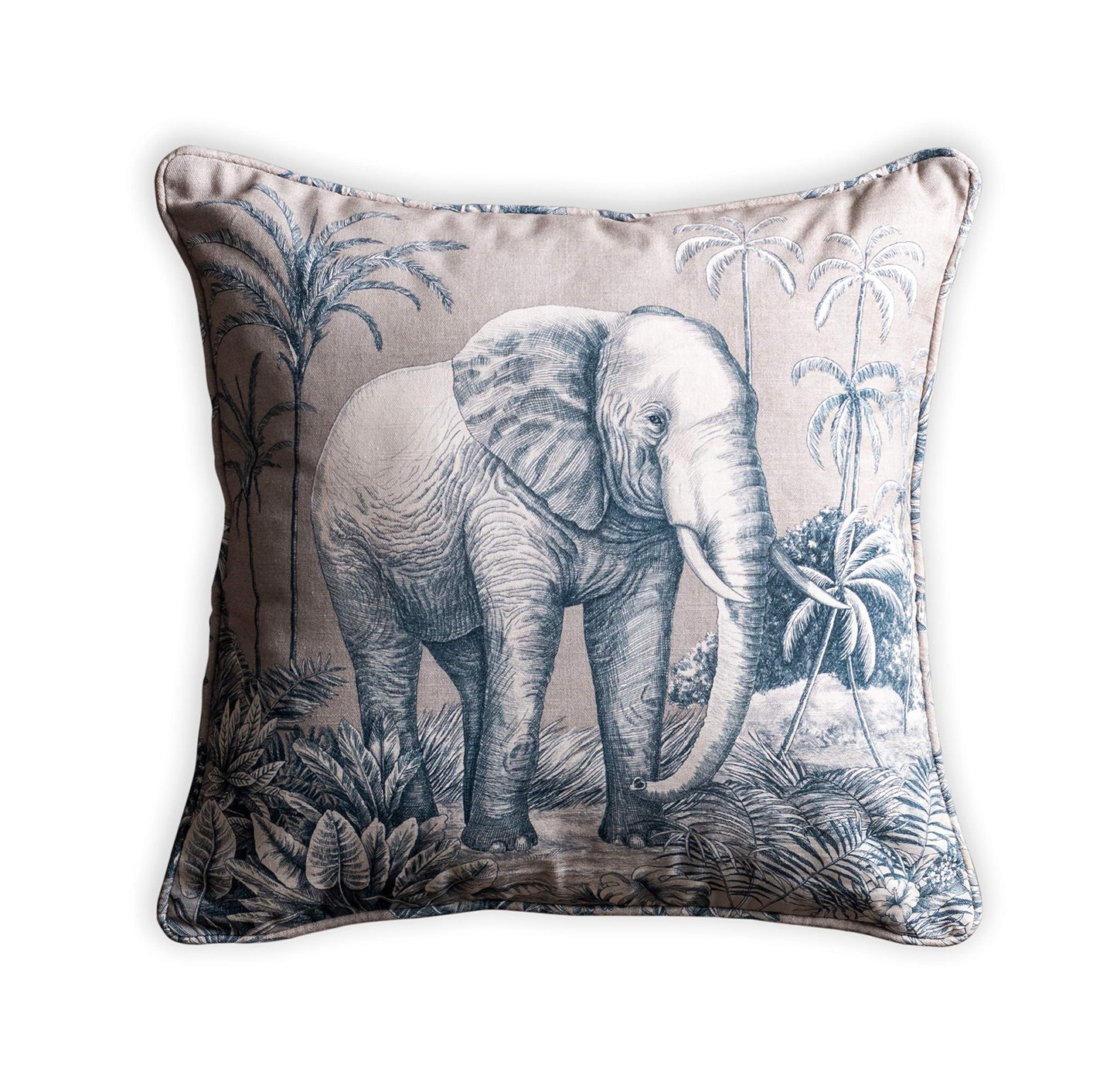 Maison d' Hermine Decorative Pillow Cover 100% Cotton, Toile Cushion Cover with Invisible Zipper for Bed, Living Room, Home Décor, Office, Sofa, The Miller - Denim - Spring/Summer (18"x18")