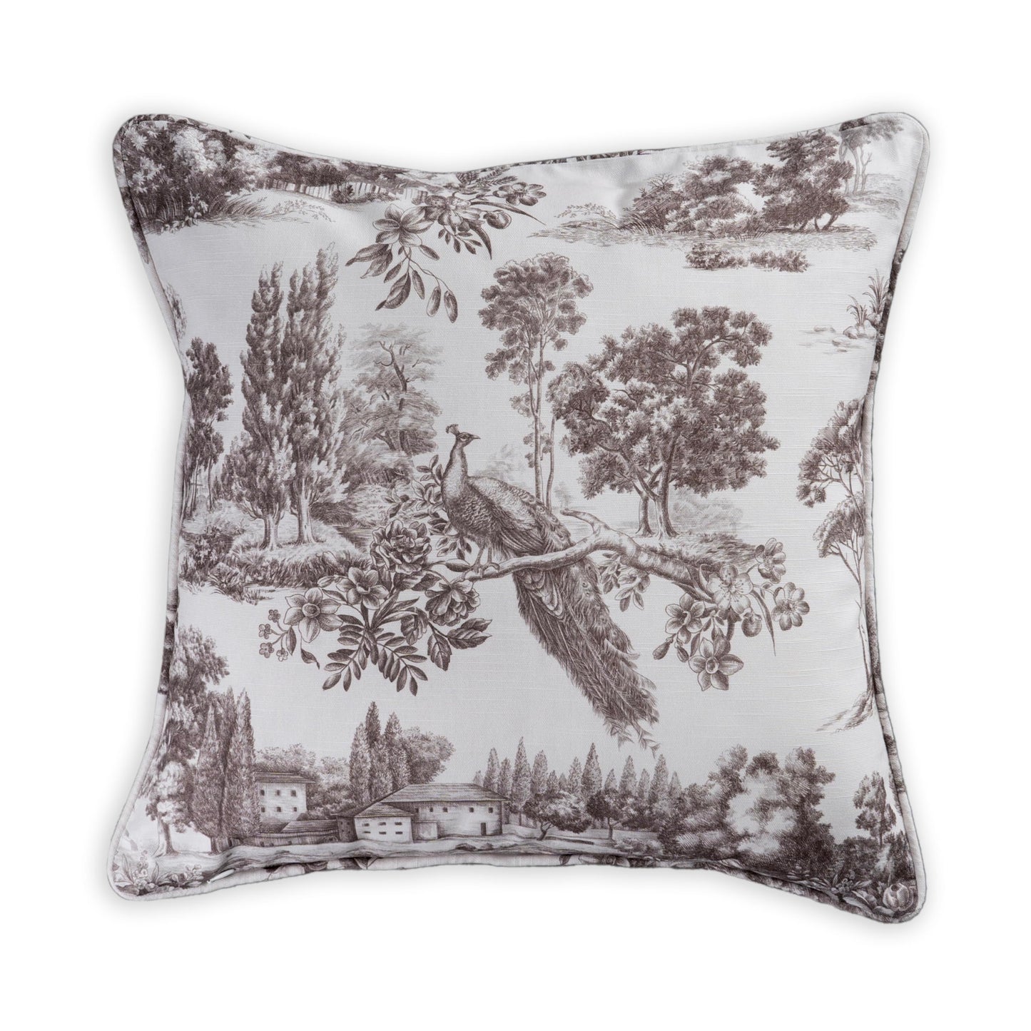 Maison d' Hermine Decorative Pillow Cover 100% Cotton, Toile Cushion Cover with Invisible Zipper for Bed, Living Room, Home Décor, Office, Sofa, The Miller - Denim - Spring/Summer (18"x18")
