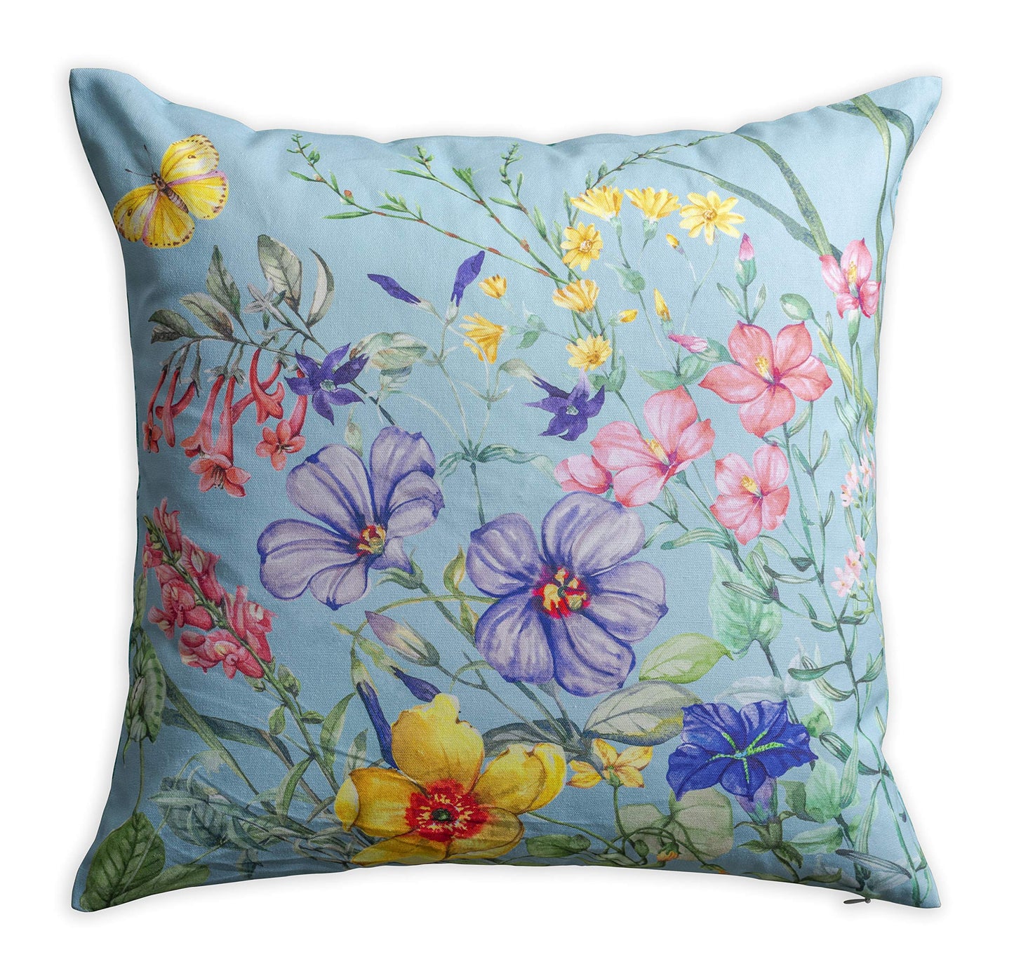 Maison d' Hermine Decorative Pillow Cover 100% Cotton, Toile Cushion Cover with Invisible Zipper for Bed, Living Room, Home Décor, Office, Sofa, The Miller - Denim - Spring/Summer (18"x18")