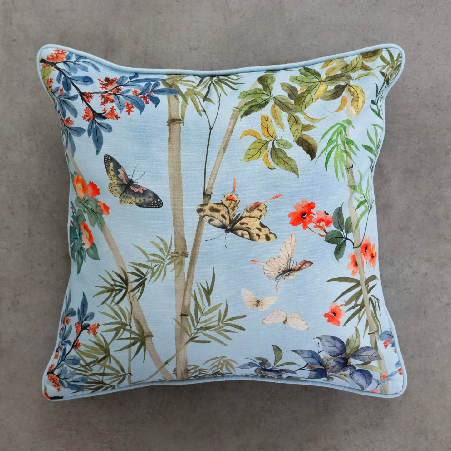 Maison d' Hermine Decorative Pillow Cover 100% Cotton, Toile Cushion Cover with Invisible Zipper for Bed, Living Room, Home Décor, Office, Sofa, The Miller - Denim - Spring/Summer (18"x18")