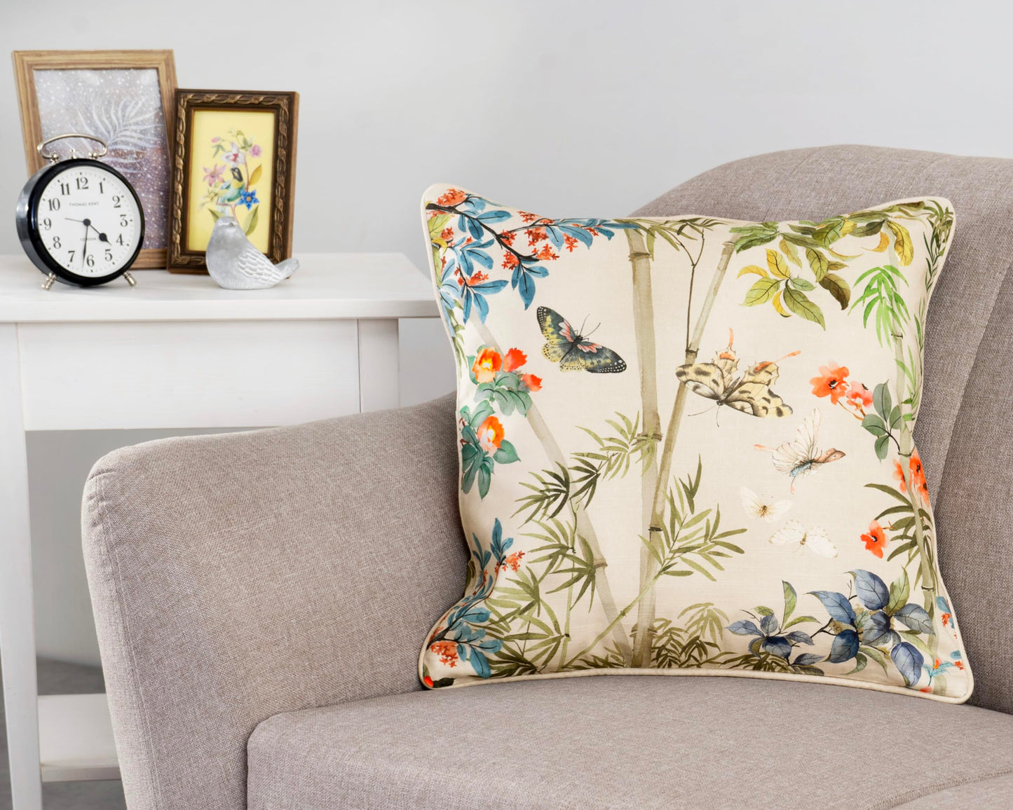Maison d' Hermine Decorative Pillow Cover 100% Cotton, Toile Cushion Cover with Invisible Zipper for Bed, Living Room, Home Décor, Office, Sofa, The Miller - Denim - Spring/Summer (18"x18")