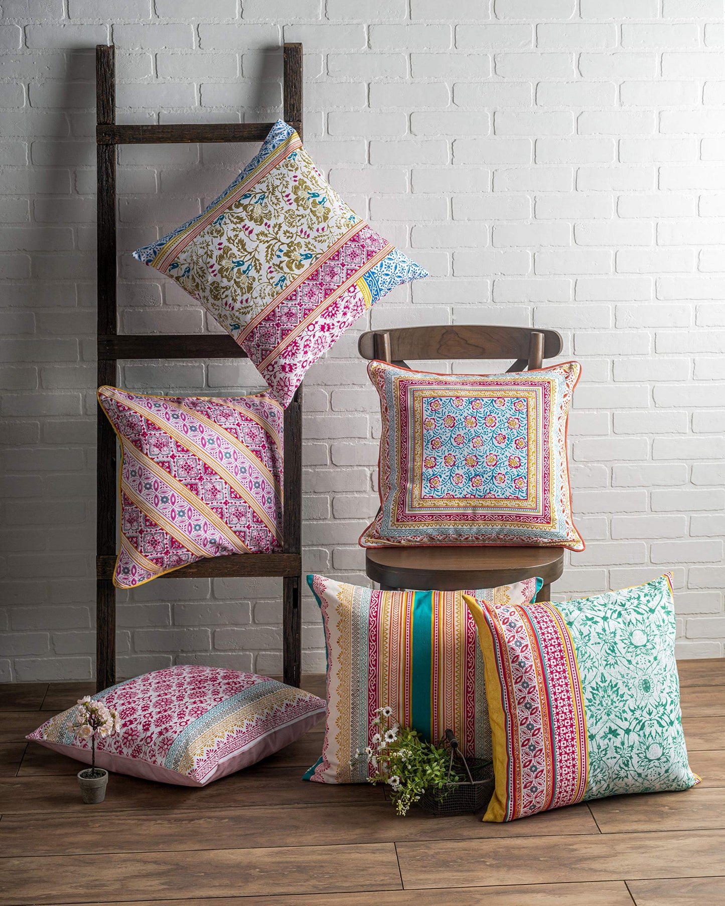 Maison d' Hermine Decorative Pillow Cover 100% Cotton, Toile Cushion Cover with Invisible Zipper for Bed, Living Room, Home Décor, Office, Sofa, The Miller - Denim - Spring/Summer (18"x18")