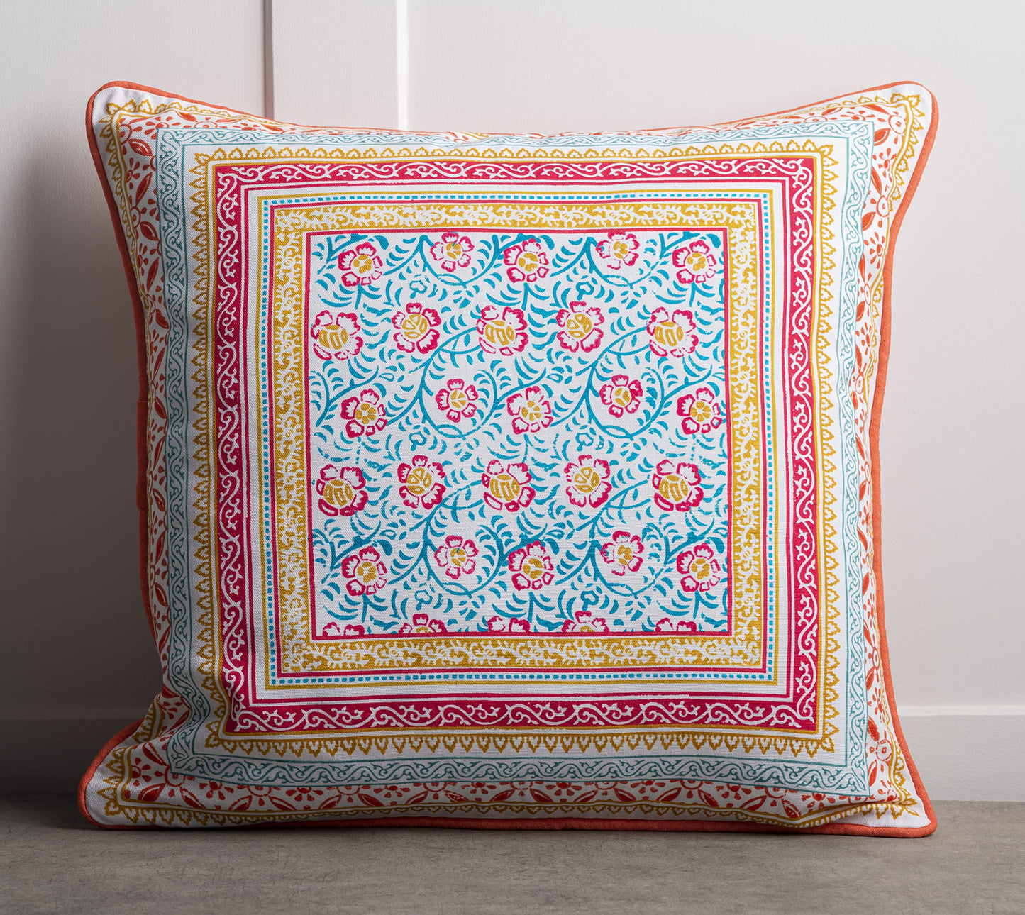 Maison d' Hermine Decorative Pillow Cover 100% Cotton, Toile Cushion Cover with Invisible Zipper for Bed, Living Room, Home Décor, Office, Sofa, The Miller - Denim - Spring/Summer (18"x18")