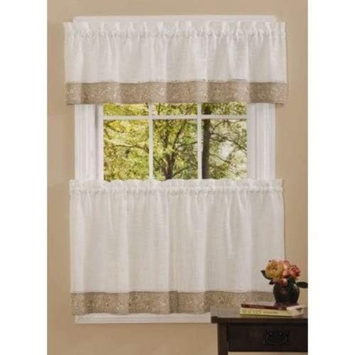 Achim Home Furnishings, Natural Oakwood Tier Pair, 58 36-Inch, 58" x 36" (Model: OWTR36NT12)