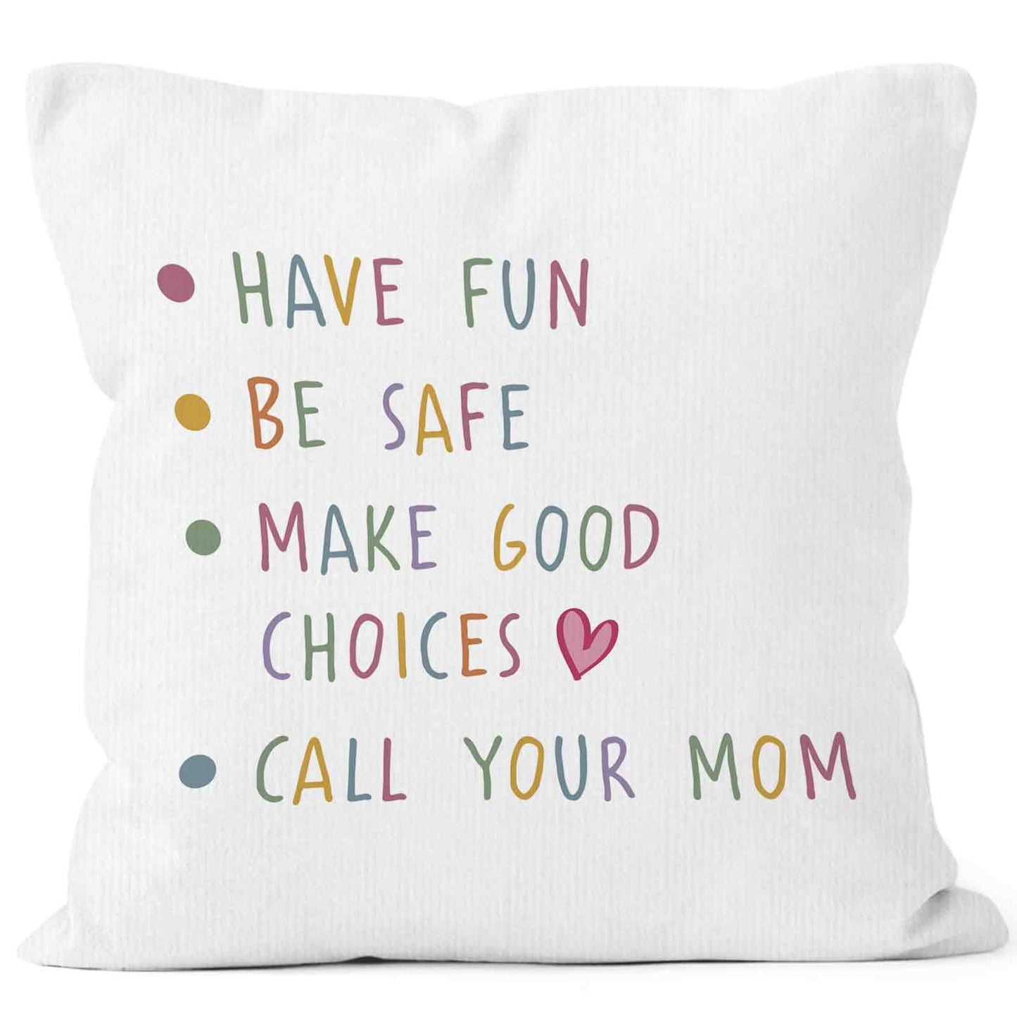 Call Your Mom Dorm Throw Pillow Covers 18x18, Boho Rainbow Decorative Square Pillow Cases for Couch Bed Sofa, Cute Decor Pillowcases for College Dorm Classroom Bedroom, Back to School Gifts