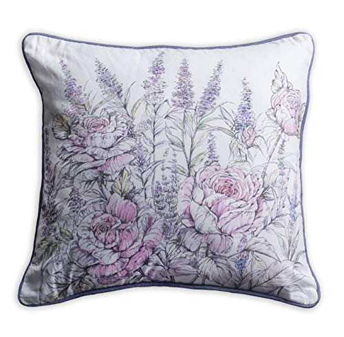 Maison d' Hermine Decorative Pillow Cover 100% Cotton, Toile Cushion Cover with Invisible Zipper for Bed, Living Room, Home Décor, Office, Sofa, The Miller - Denim - Spring/Summer (18"x18")