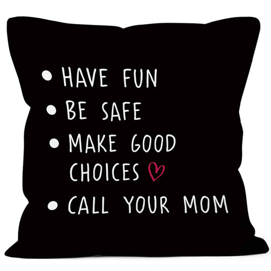 Call Your Mom Dorm Throw Pillow Covers 18x18, Boho Rainbow Decorative Square Pillow Cases for Couch Bed Sofa, Cute Decor Pillowcases for College Dorm Classroom Bedroom, Back to School Gifts