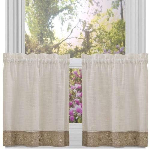 Achim Home Furnishings, Natural Oakwood Tier Pair, 58 36-Inch, 58" x 36" (Model: OWTR36NT12)