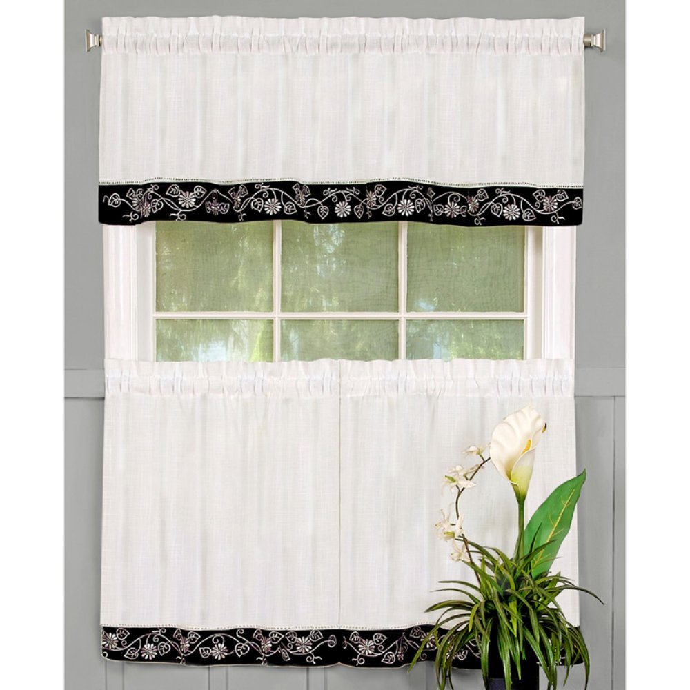 Achim Home Furnishings, Natural Oakwood Tier Pair, 58 36-Inch, 58" x 36" (Model: OWTR36NT12)