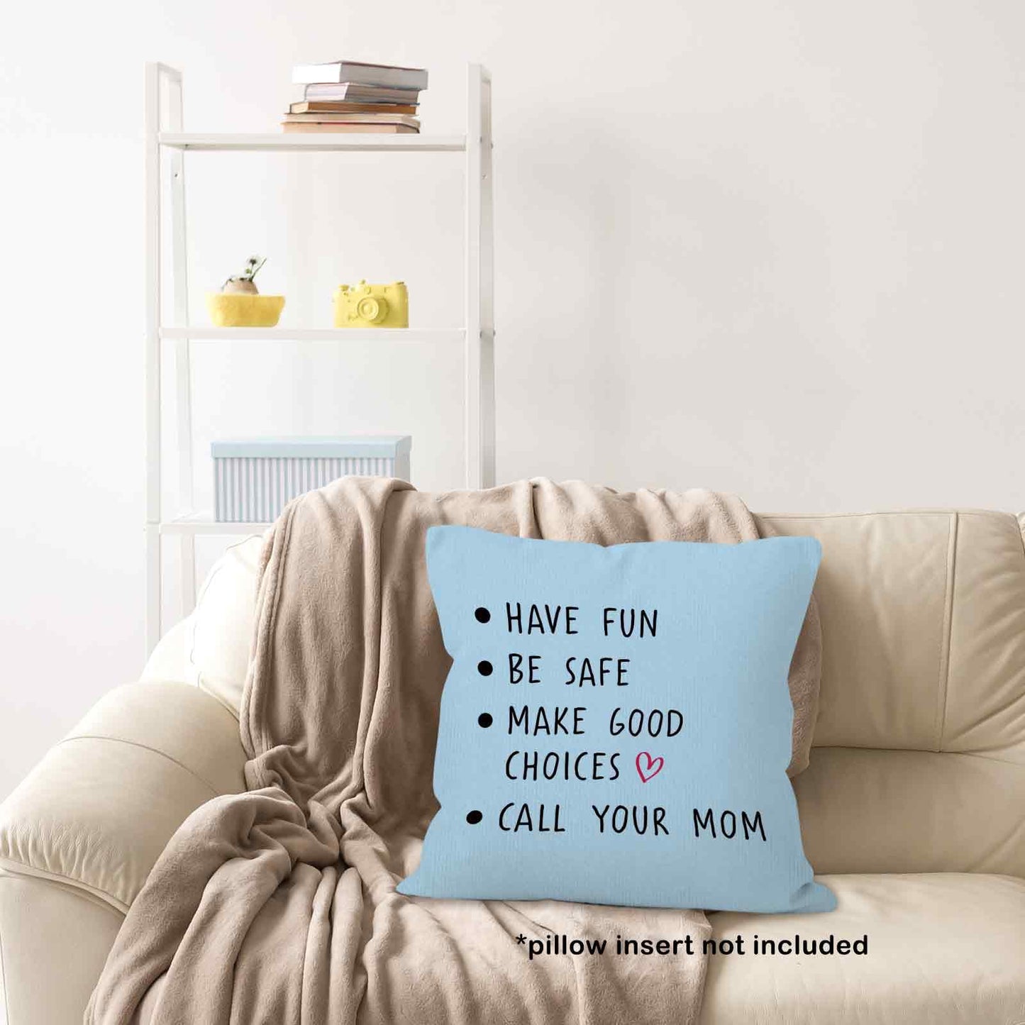 Call Your Mom Dorm Throw Pillow Covers 18x18, Boho Rainbow Decorative Square Pillow Cases for Couch Bed Sofa, Cute Decor Pillowcases for College Dorm Classroom Bedroom, Back to School Gifts