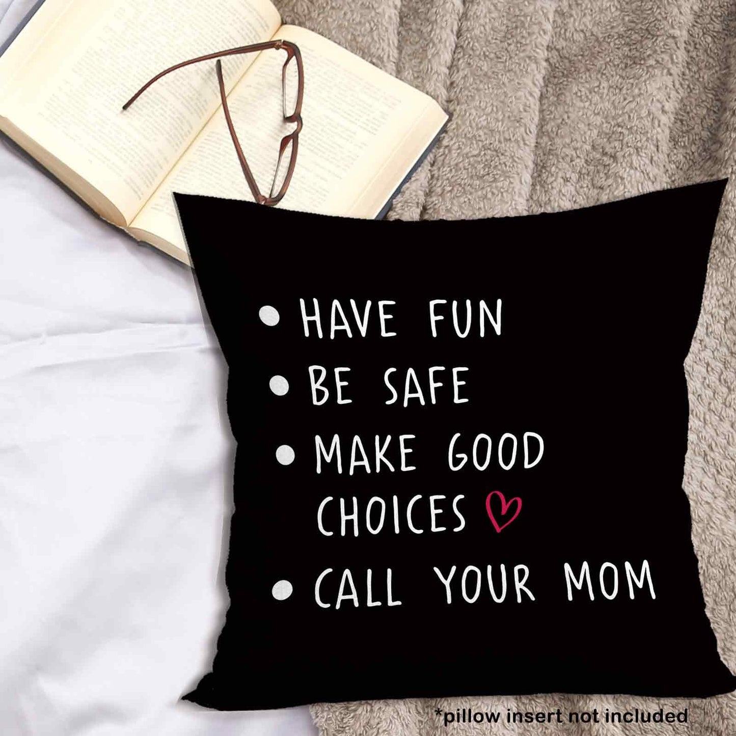 Call Your Mom Dorm Throw Pillow Covers 18x18, Boho Rainbow Decorative Square Pillow Cases for Couch Bed Sofa, Cute Decor Pillowcases for College Dorm Classroom Bedroom, Back to School Gifts