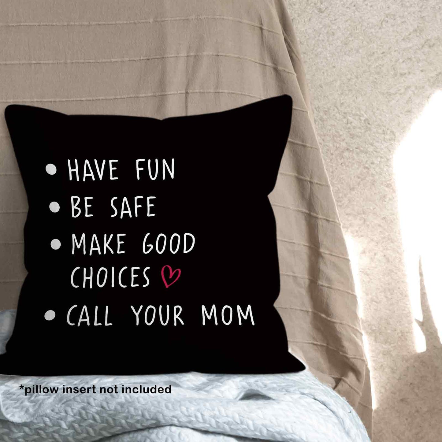 Call Your Mom Dorm Throw Pillow Covers 18x18, Boho Rainbow Decorative Square Pillow Cases for Couch Bed Sofa, Cute Decor Pillowcases for College Dorm Classroom Bedroom, Back to School Gifts