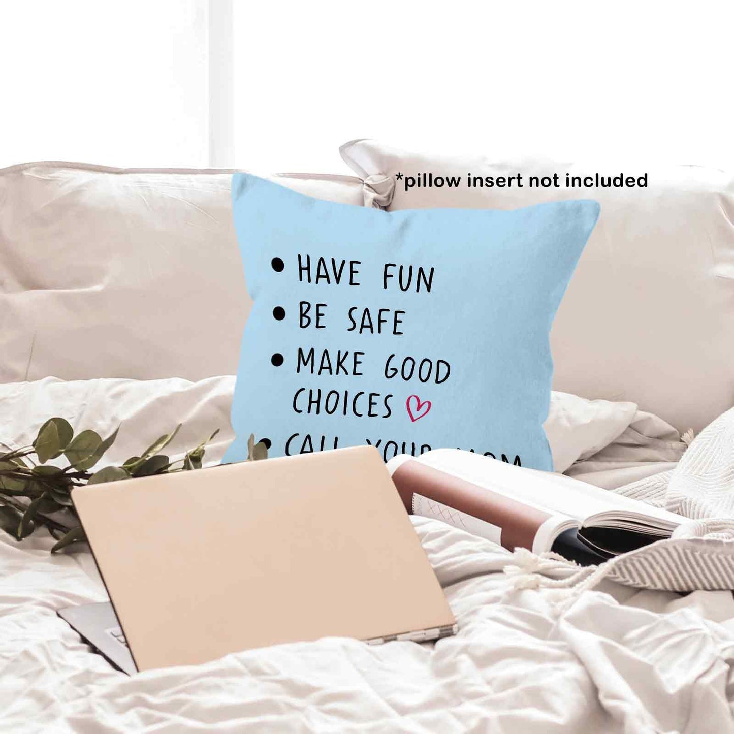 Call Your Mom Dorm Throw Pillow Covers 18x18, Boho Rainbow Decorative Square Pillow Cases for Couch Bed Sofa, Cute Decor Pillowcases for College Dorm Classroom Bedroom, Back to School Gifts