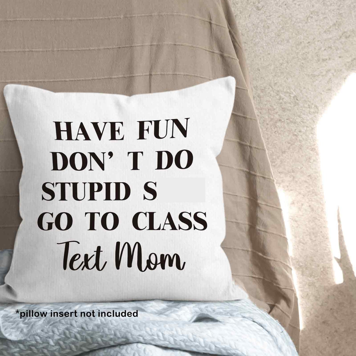 Call Your Mom Dorm Throw Pillow Covers 18x18, Boho Rainbow Decorative Square Pillow Cases for Couch Bed Sofa, Cute Decor Pillowcases for College Dorm Classroom Bedroom, Back to School Gifts