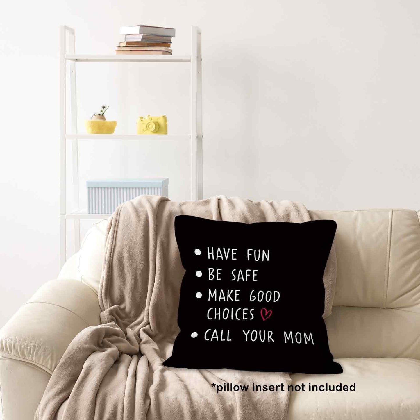 Call Your Mom Dorm Throw Pillow Covers 18x18, Boho Rainbow Decorative Square Pillow Cases for Couch Bed Sofa, Cute Decor Pillowcases for College Dorm Classroom Bedroom, Back to School Gifts
