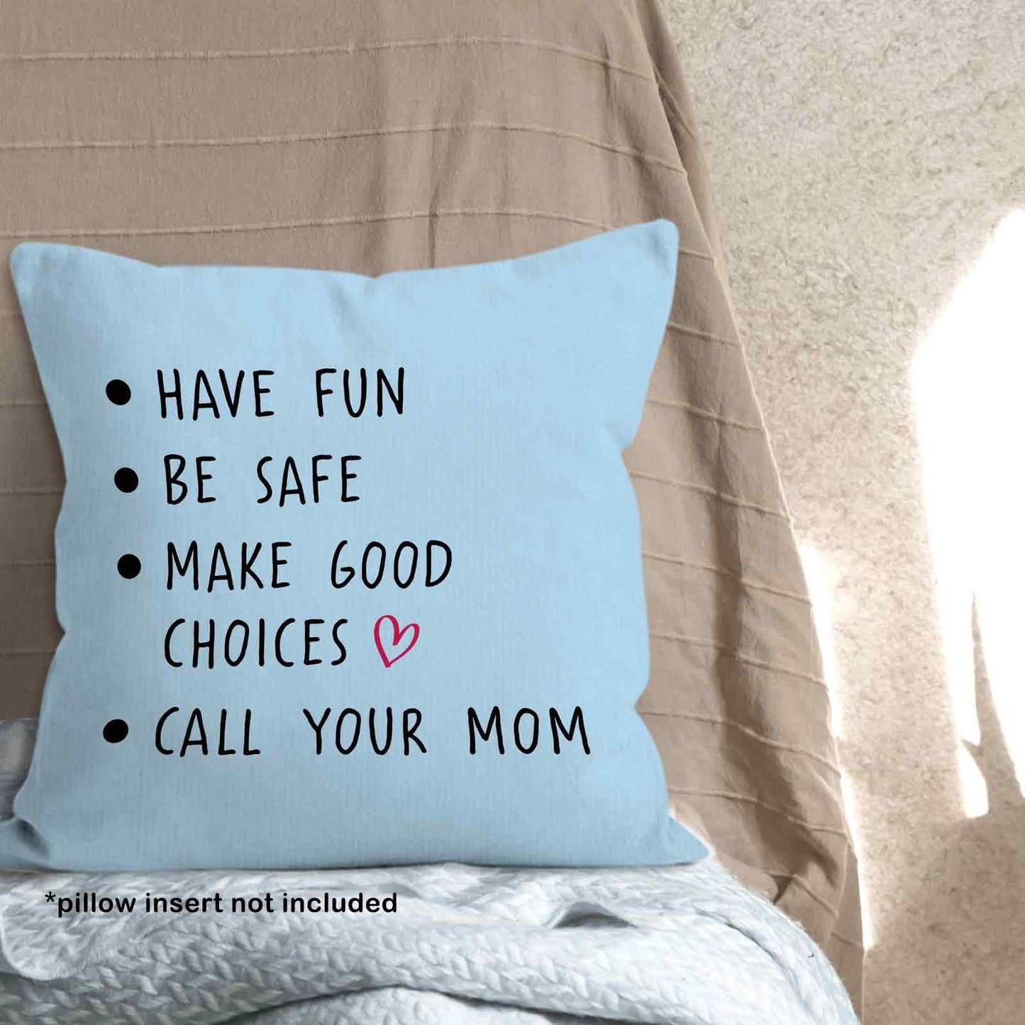 Call Your Mom Dorm Throw Pillow Covers 18x18, Boho Rainbow Decorative Square Pillow Cases for Couch Bed Sofa, Cute Decor Pillowcases for College Dorm Classroom Bedroom, Back to School Gifts